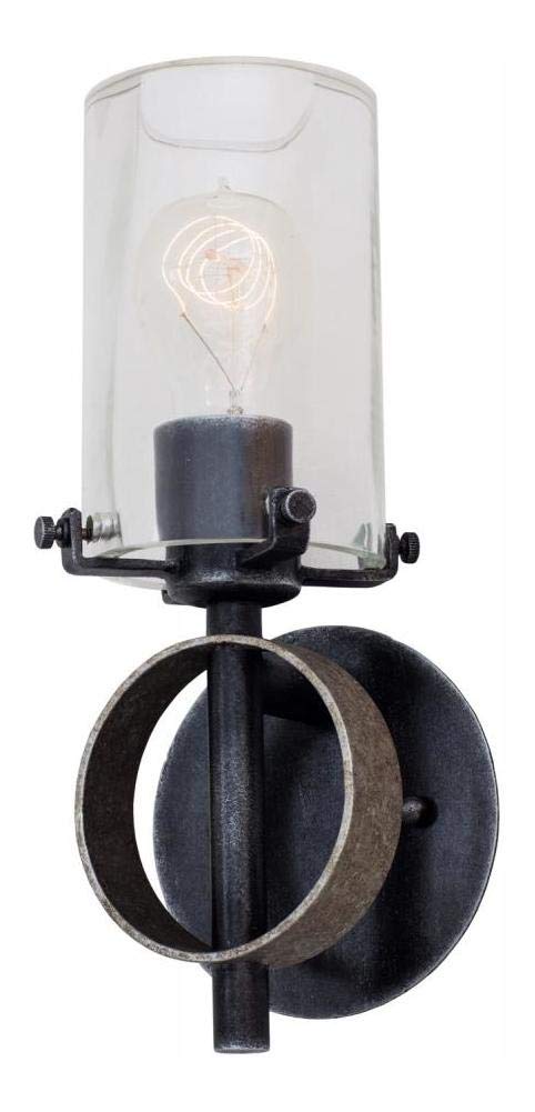Vintage Iron Irvine 1 Light Wall Sconce - Antique Style Wall Light Fixture for Living Room, Bedroom, or Hallway Decor