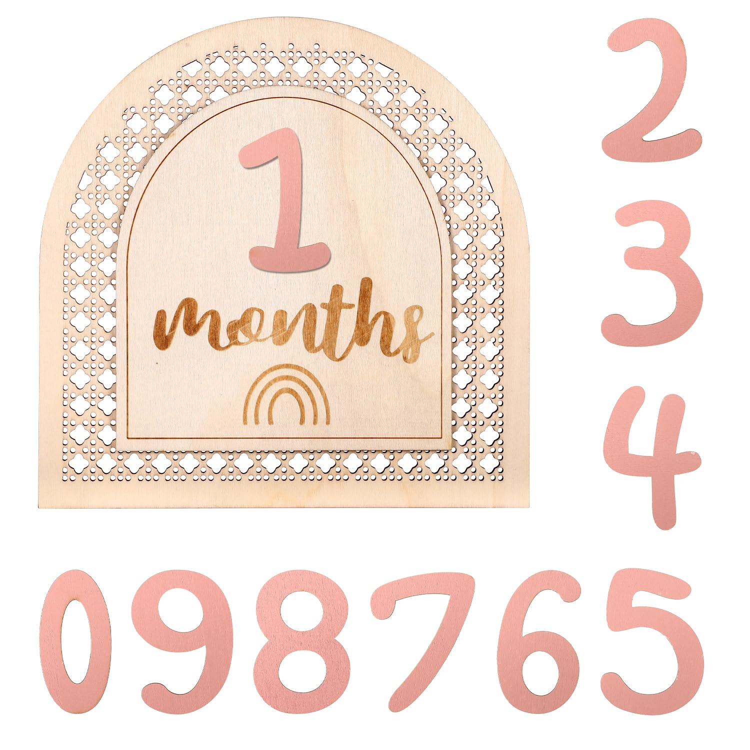 1-10 Month Wooden Baby Signs - 7.09x7.09 Inch Gender Neutral Monthly Milestone Markers for Newborn Boys & Girls - Perfect for Nursery Decor, Baby Showers, and First Birthday Photo Props