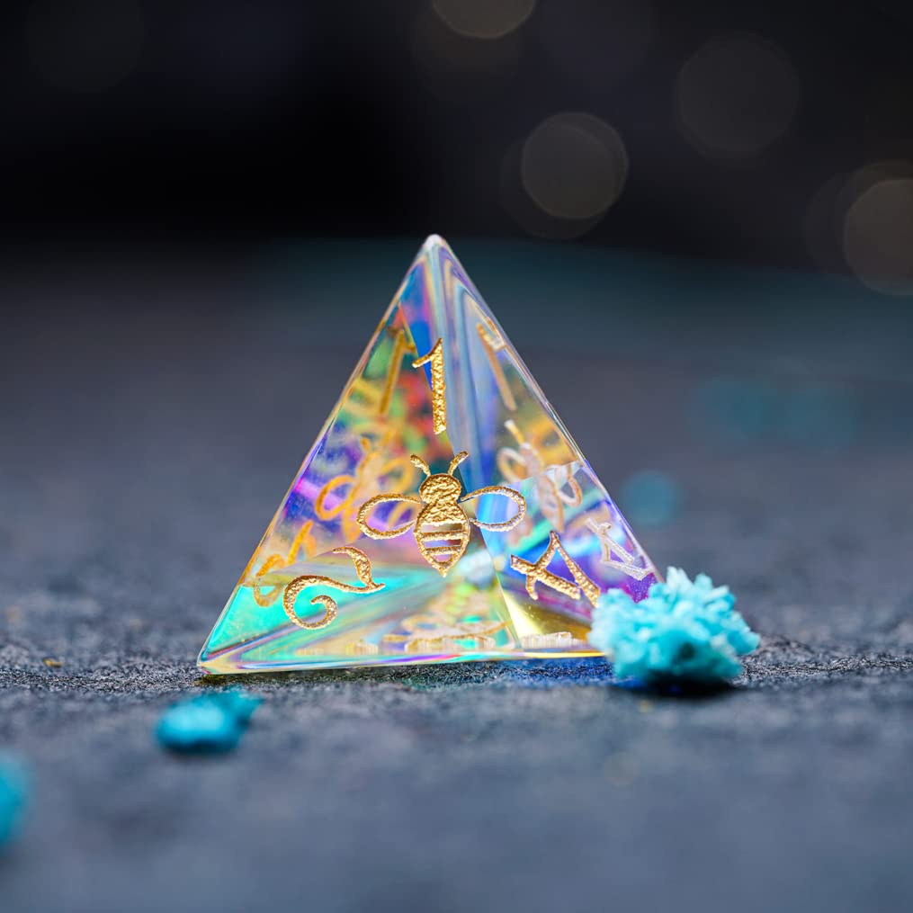 Premium DND Dice Set - 7-Piece Crystal Polyhedral Dice with Bee Theme for Dungeons & Dragons, D&D, TRPG, Tabletop RPG Games | Perfect for Gifts, Collectors & Role-Playing Adventures