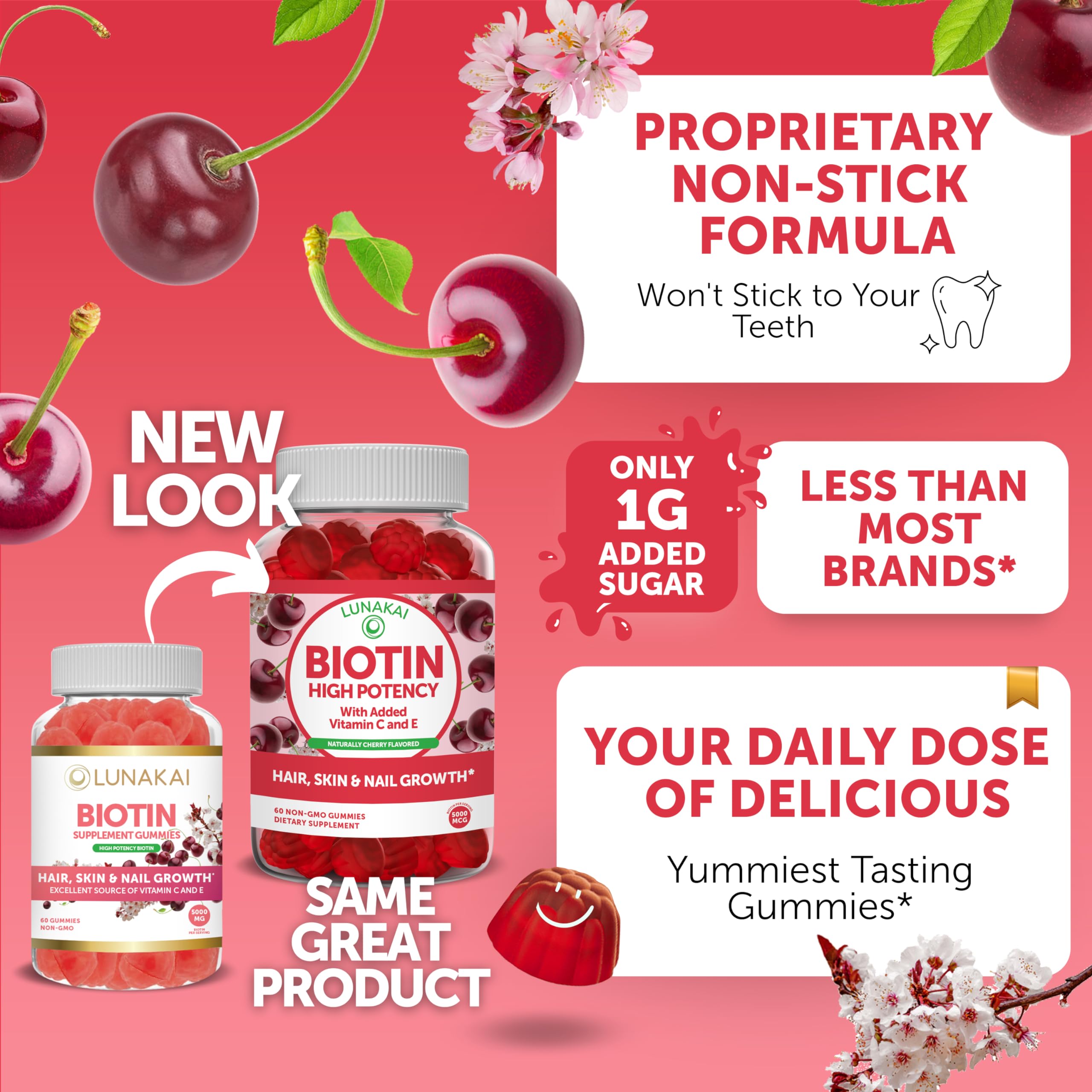 Lunakai Biotin and Vitamin B12 Gummies Bundle - Hair, Skin, and Nails Growth Supplement with Vitamin C & E - Non-GMO Vegan Gummies for Energy Support, Bone Health - 30 Day Supply - Perfect for Daily Wellness & Beauty Routine