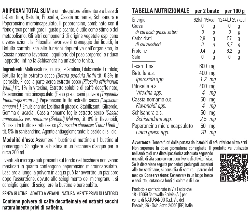 Naturando Adipoxan Total Slim 5-in-1 Weight Control Supplement with Birch, Pilosella, Cassia Nomame, Schisandra & Microencapsulated Chili - 28 Sachets | Natural Fat Burner & Metabolism Booster for Weight Management