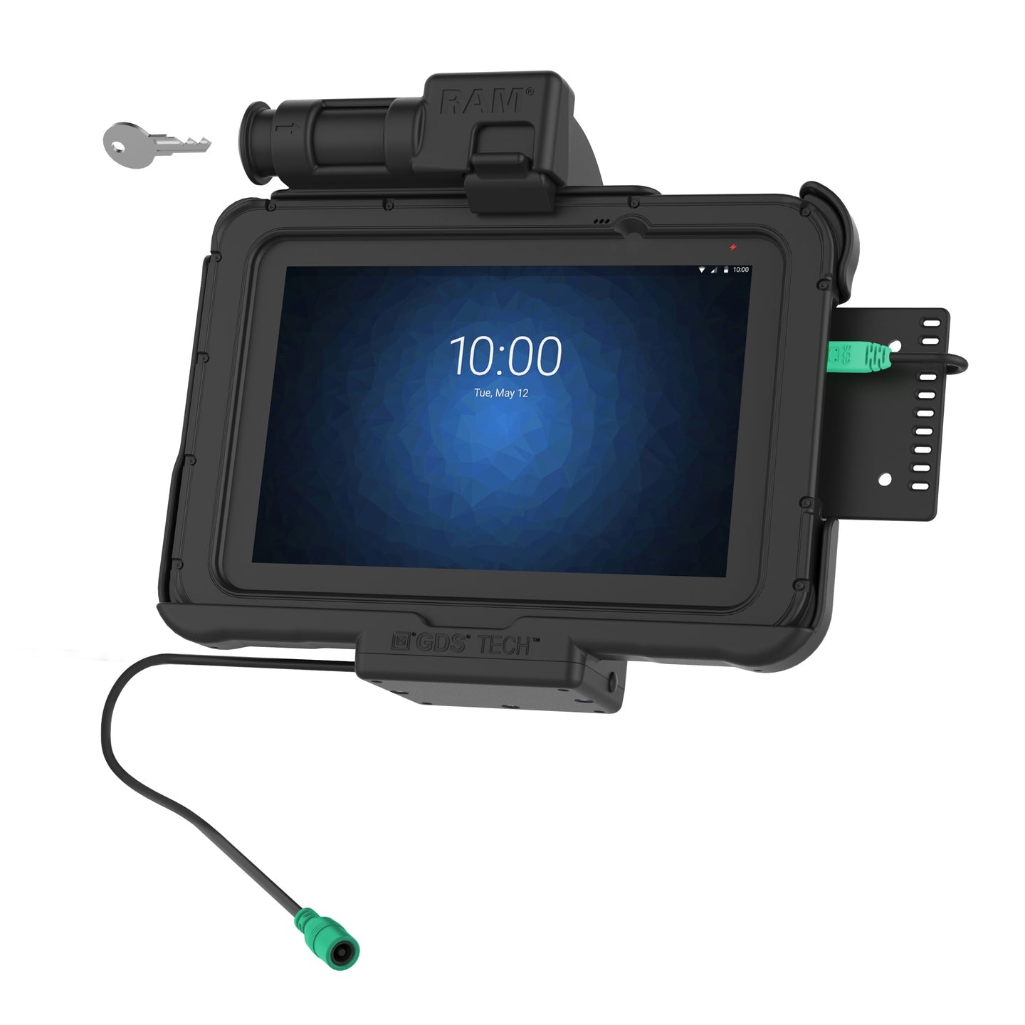 GDS® Key Locking Powered Dock for Zebra ET5x 8.3 & 8.4 Series (RAM HOL ZE10PKLU) - Secure Charging Station for Retail & Warehouse Barcode Scanners