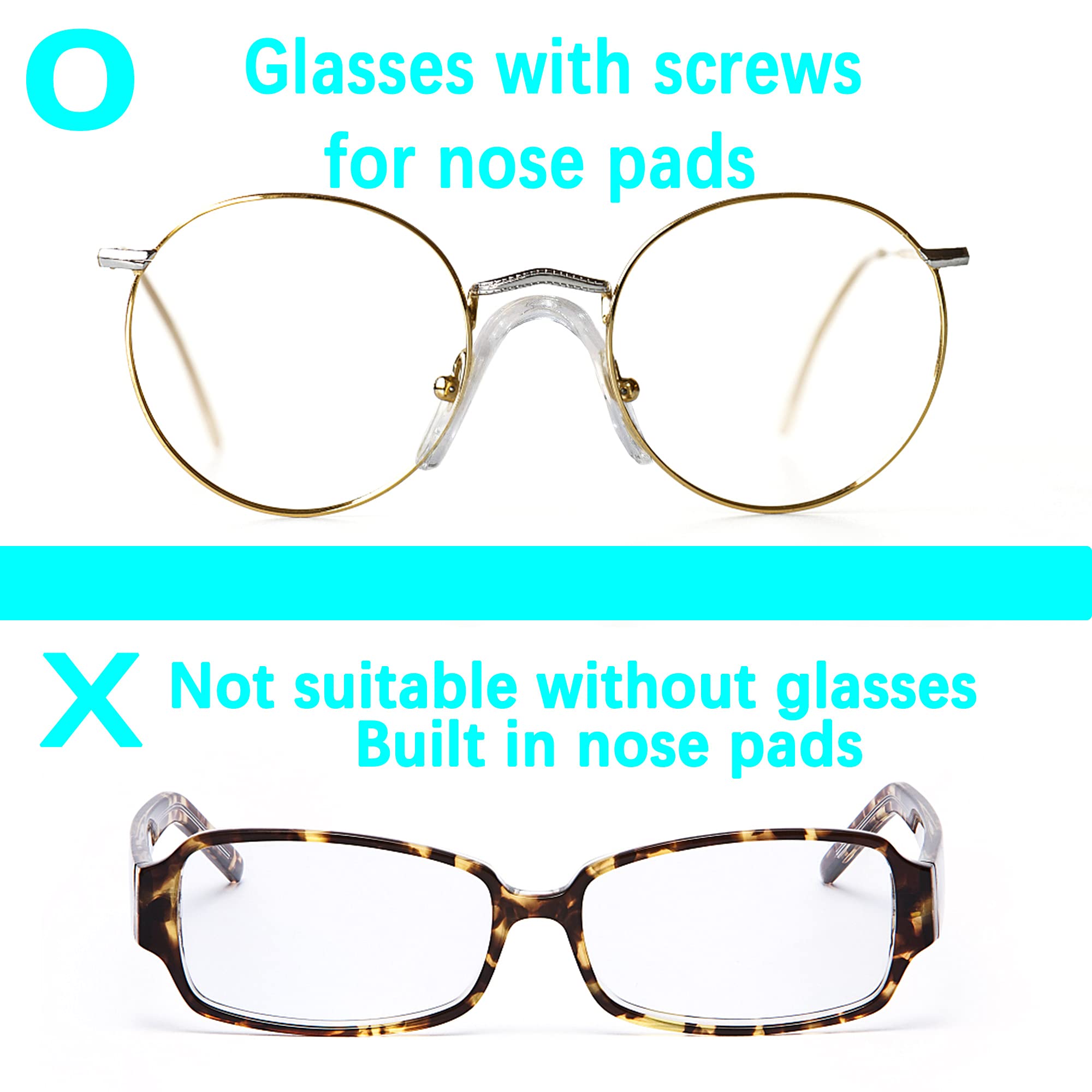 Silicone U-Shaped Screw-in Nose Pads for Eyeglasses - 42mm Non-Slip Anti-Drop Nose Bridge Pads (10-Pack) with Gift Storage Box - Perfect for Comfortable Glasses Wear & Secure Fit
