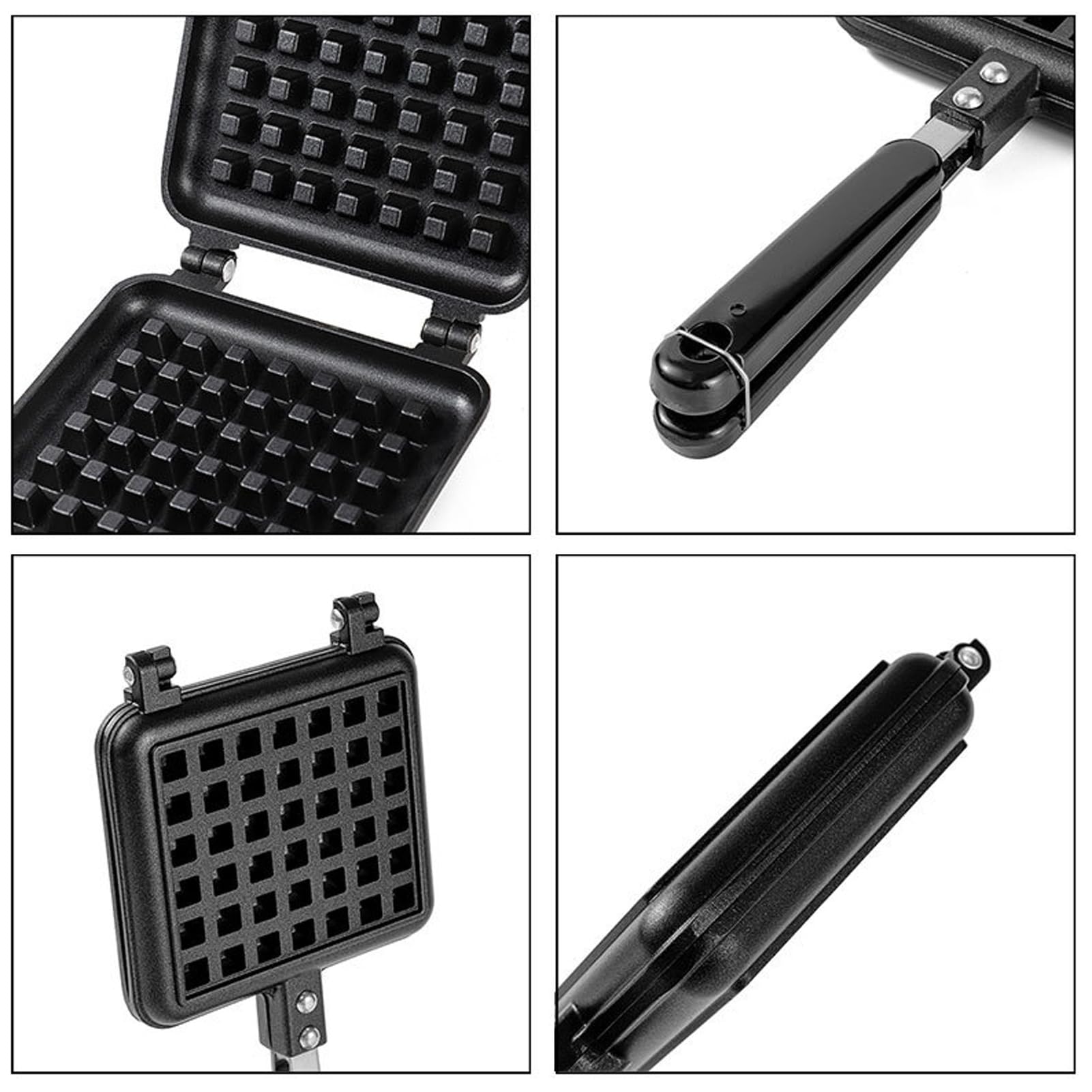 Non-Stick Stovetop Waffle Maker - Traditional Belgian Waffle Iron for Gas & Electric Stoves - Perfect for Breakfast, Brunch & Family Cooking - Ciglow Waffle Baking Pan with Removable Plates
