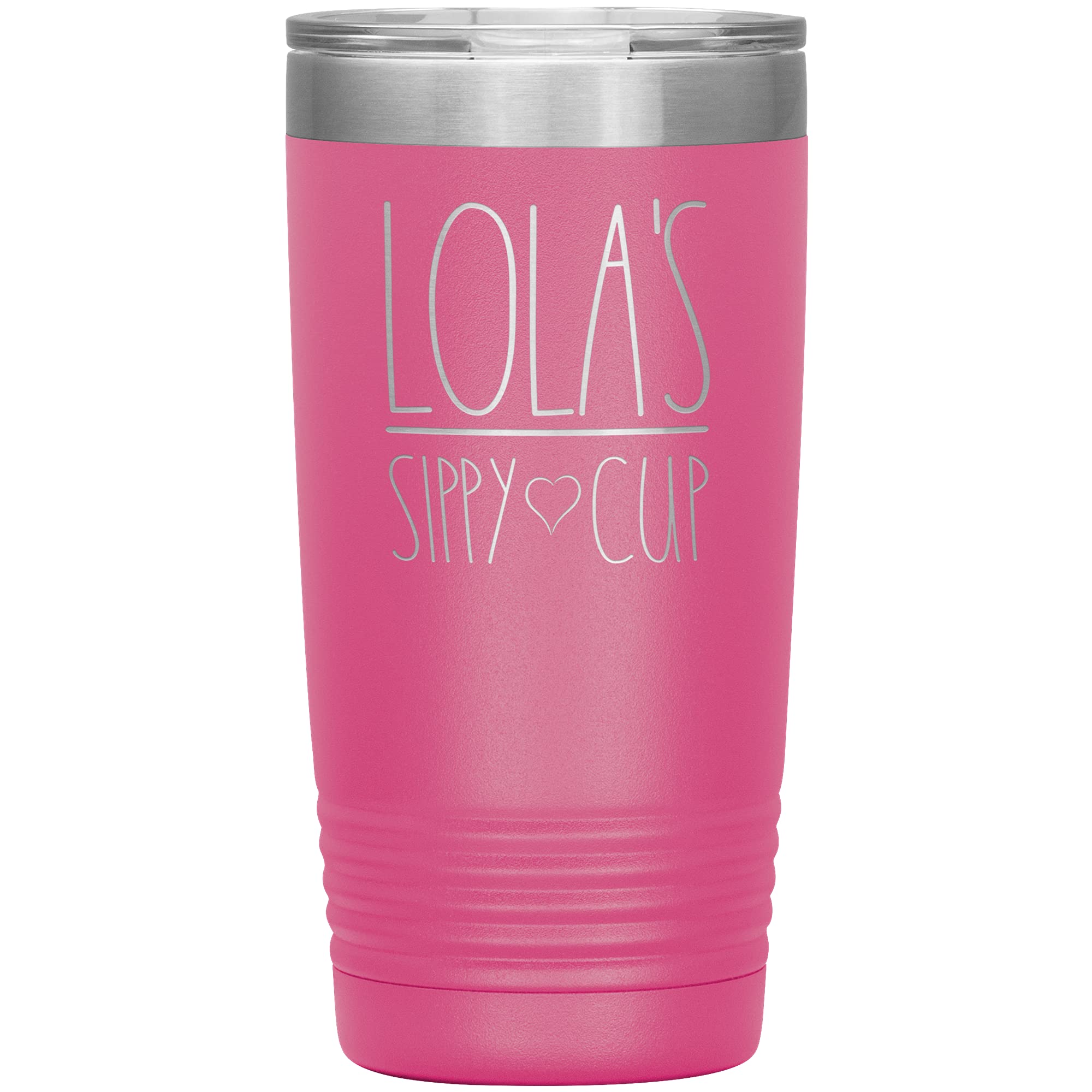 Lola's 20oz Vacuum Insulated Tumbler with Lid - 12 Color Options (Pink) - Perfect Birthday Gift for Lola, Baby Shower & Special Occasions - Leakproof Stainless Steel Cup for Kids, Travel & Everyday Use