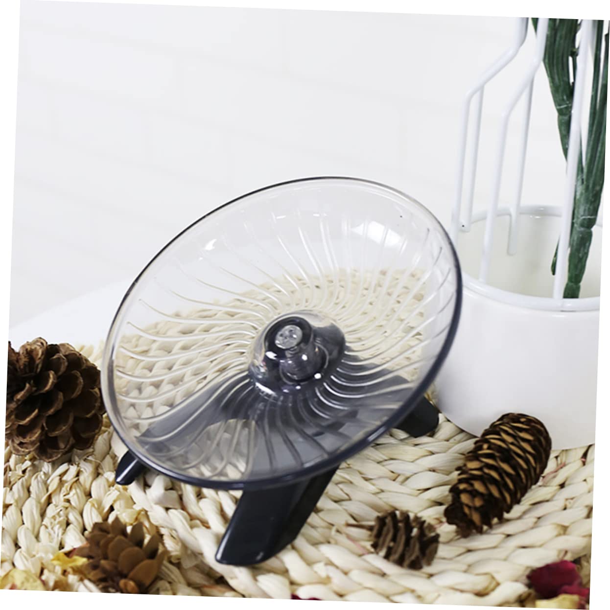 Silent Hamster Exercise Wheel - Noiseless Running Wheel for Gerbils, Rats, Hedgehogs & Small Pets - Grey Flying Saucer Design - Perfect for Cage Fitness & Nighttime Playtime