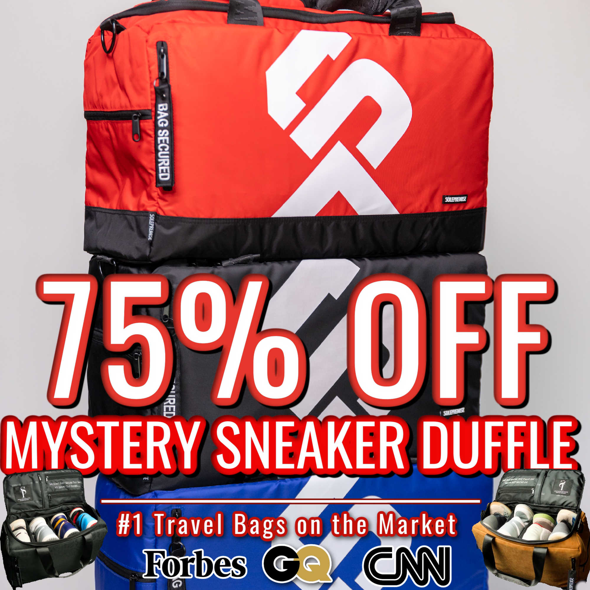 Mystery Sneaker Duffle Bag - Waterproof Travel Gym Bag for Men & Women - Perfect for Sports, Gym, Travel & Workout Essentials Storage