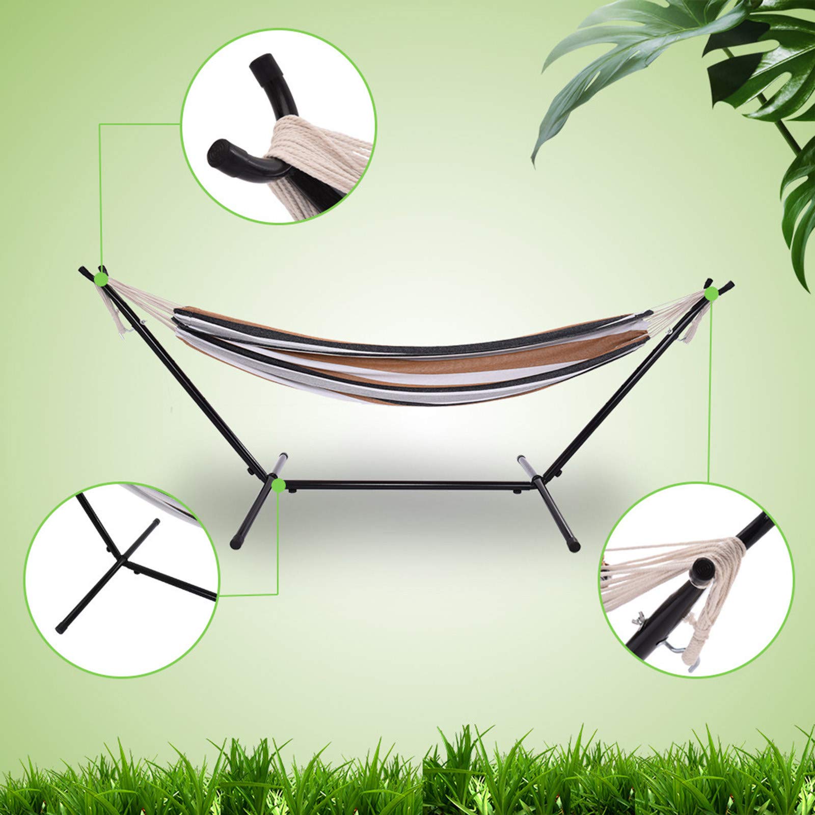 Portable Hammock Swing with Stand for Adults - Heavy Duty 450lbs Capacity, Space Saving Steel Frame & Carrying Case - Perfect for Backyard, Patio, Camping & Relaxation