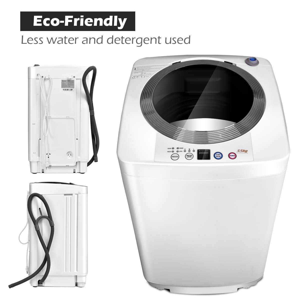 Giantex 8 LBS Portable Washing Machine with Spin Dryer - Full Automatic Compact Washer & Dryer Combo for Apartments, RVs, Dorms - Built-in Pump Drain for Easy Water Removal - Perfect for Small Spaces, Travel & Laundry Rooms