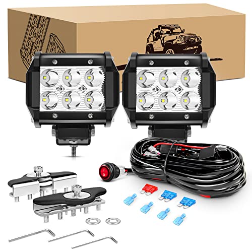 18W LED Pods+ Pillar Hood+ Wiring Harness