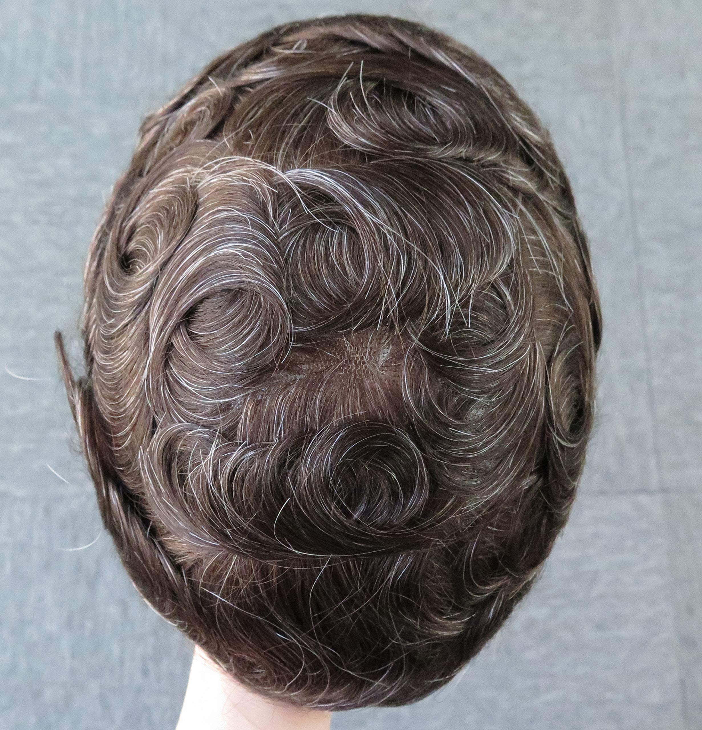 Premium Men's Hair Replacement System - Natural Hairline Toupee with French Lace Front & Mono Center | Durable Real Human Hairpieces for Men (#320) | Perfect for Daily Wear, Special Occasions & Hair Loss Solutions
