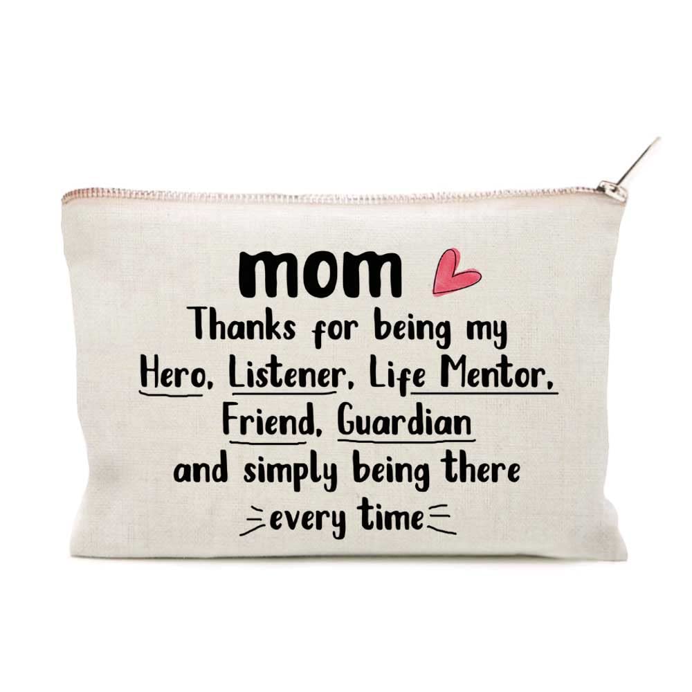 Stylish Linen Cotton Makeup Bag for Mom - Perfect Birthday Gift from Daughter, Cosmetic Case for Travel & Daily Use