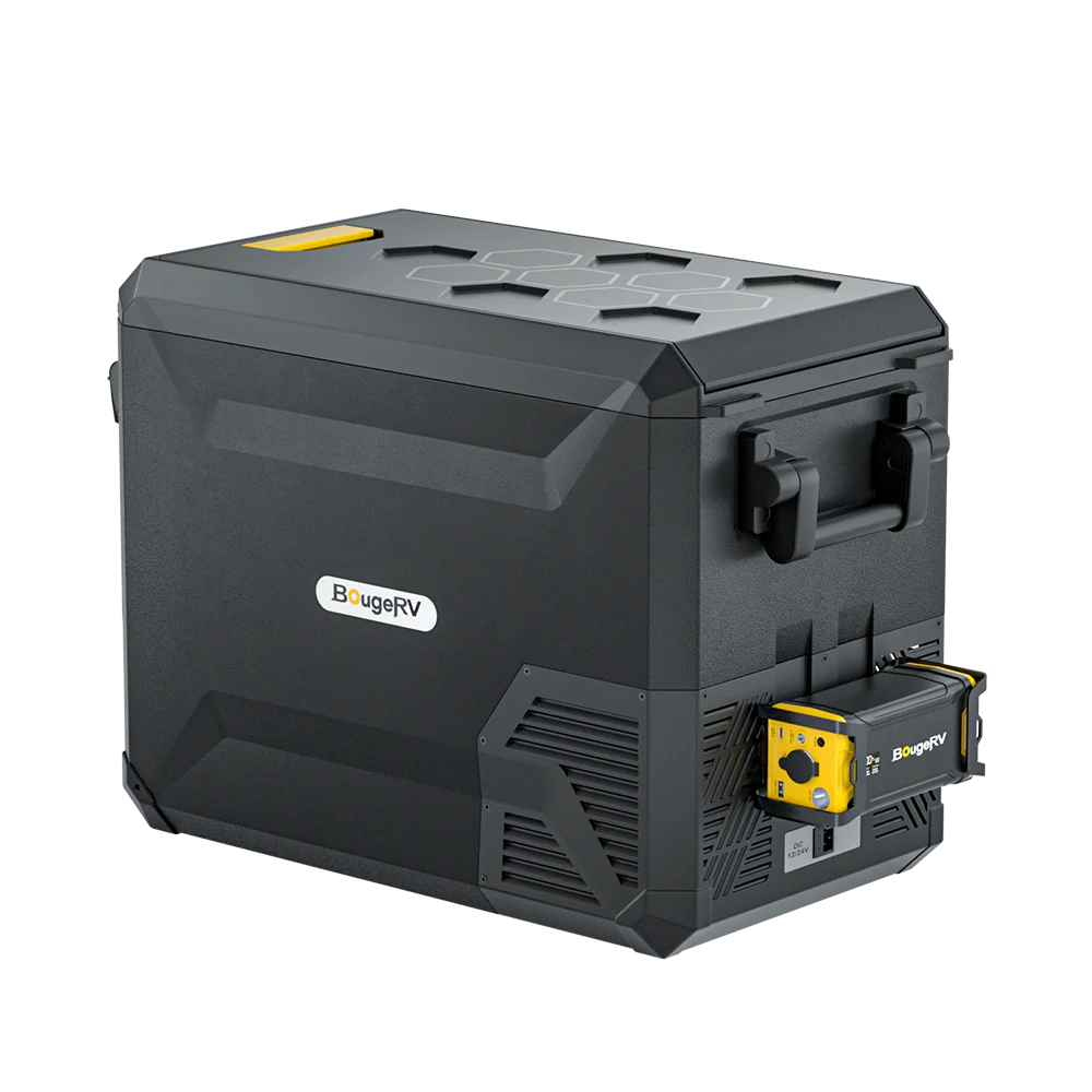 BougeRV ASPEN 40 12V 43QT Portable Dual Zone Car Refrigerator with 220Wh Battery - Perfect for Camping, Road Trips & RV Adventures