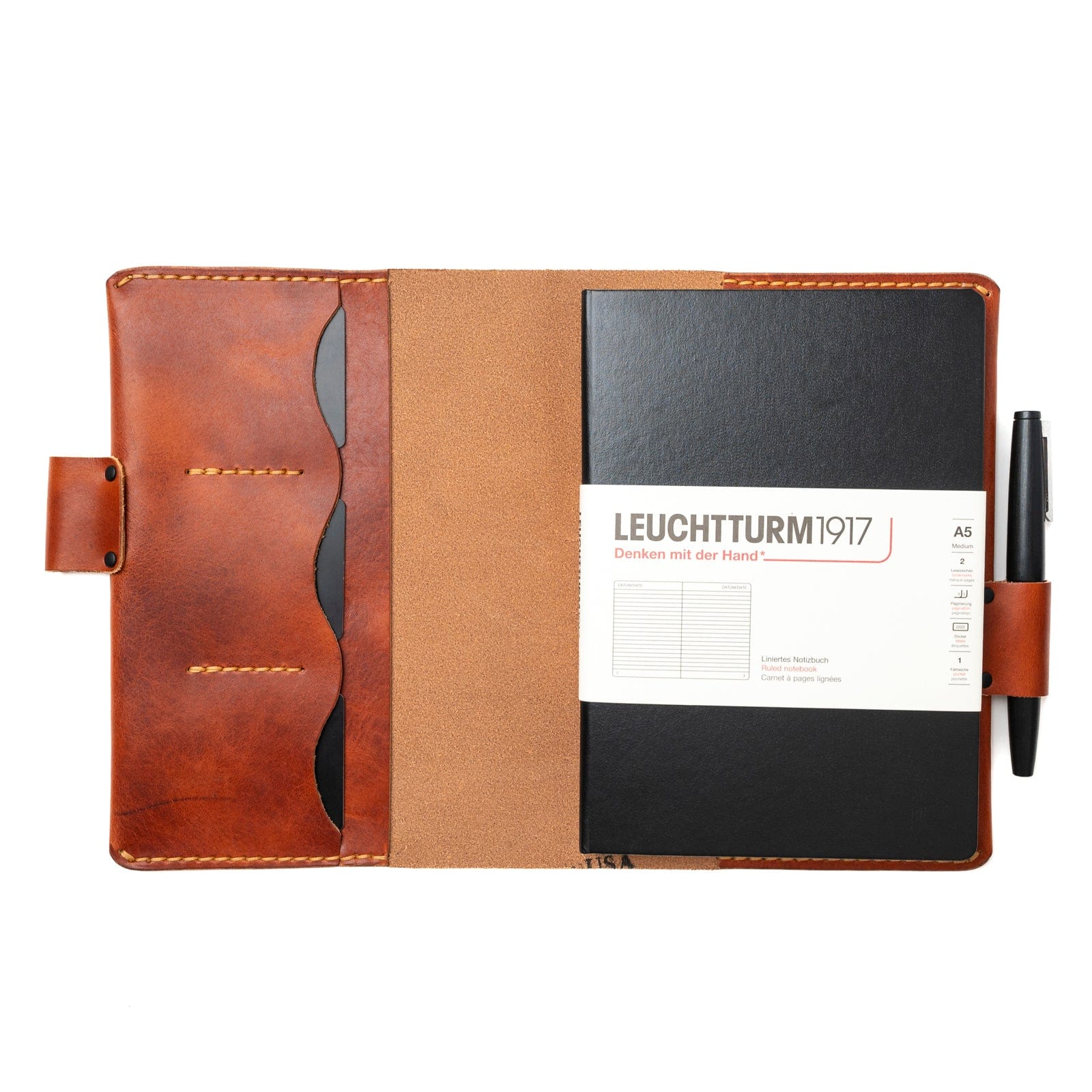 Premium Leather Leuchtturm1917 A5 Notebook Cover - Handmade Genuine Leather Journal Cover for Bullet Journaling, Note Taking & Daily Planning - Perfect Gift for Writers & Professionals