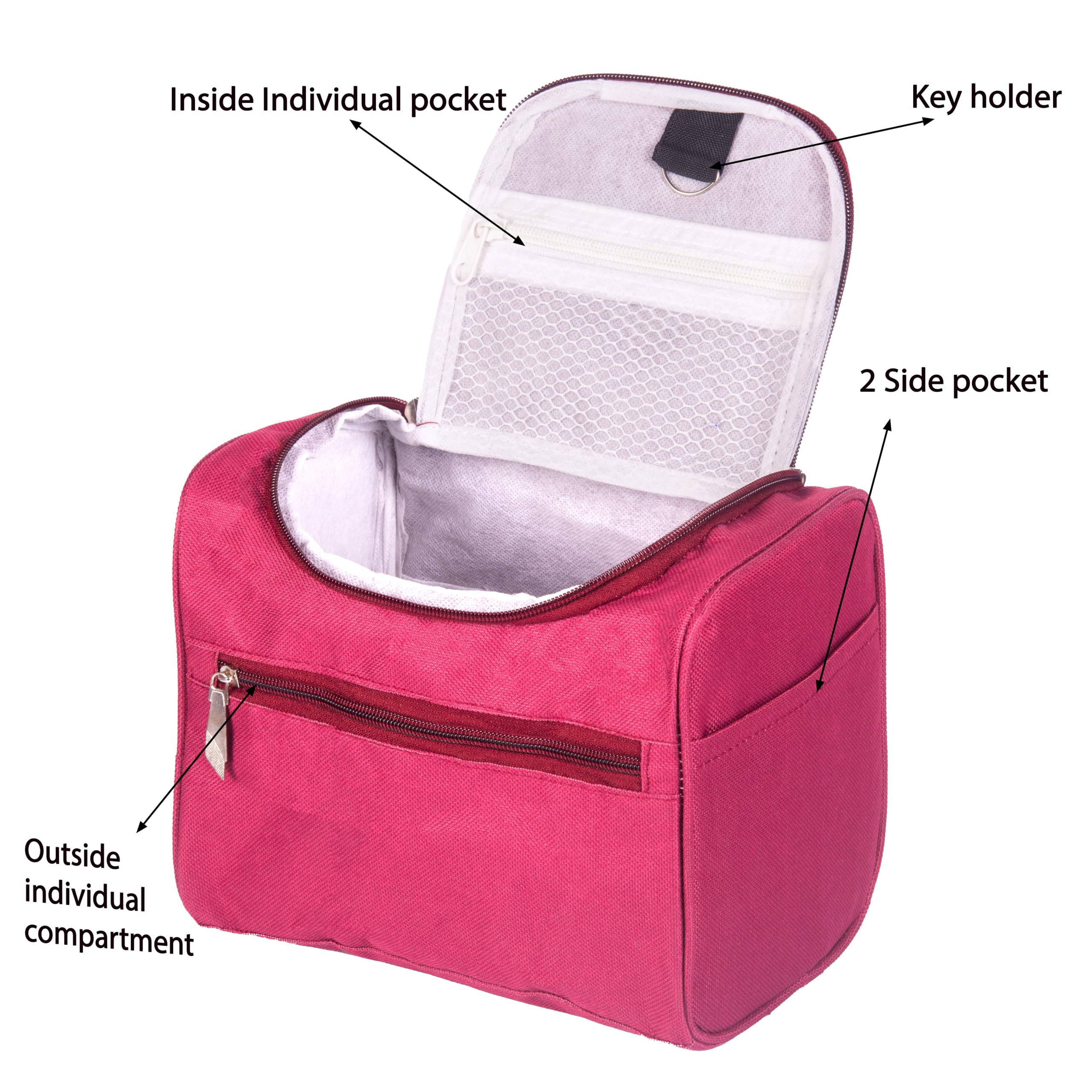 Stylish Maroon Makeup Bag for Women & Girls - Large Cosmetic Organizer, Toiletry Storage Pouch, Multifunctional Travel Beauty Case - Perfect for Travel, Gym, and Daily Use (Pack of 1)
