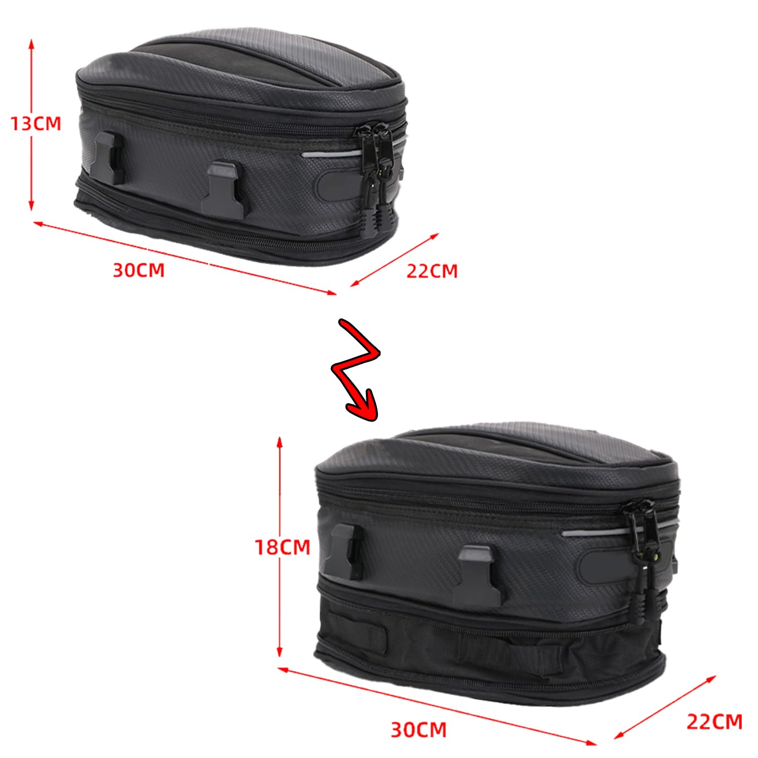 JFG Racing 12L Motorcycle Tail Bag - Dual Use Seat & Helmet Backpack for Street & Dirt Bikes