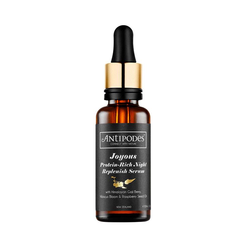 Antipodes Joyous Protein Rich Night Replenish Serum - Hydrating Anti-Aging Face Serum for Dry Skin, Vegan & Organic Night Cream for Glowing Skin - Perfect for Nighttime Skincare Routine