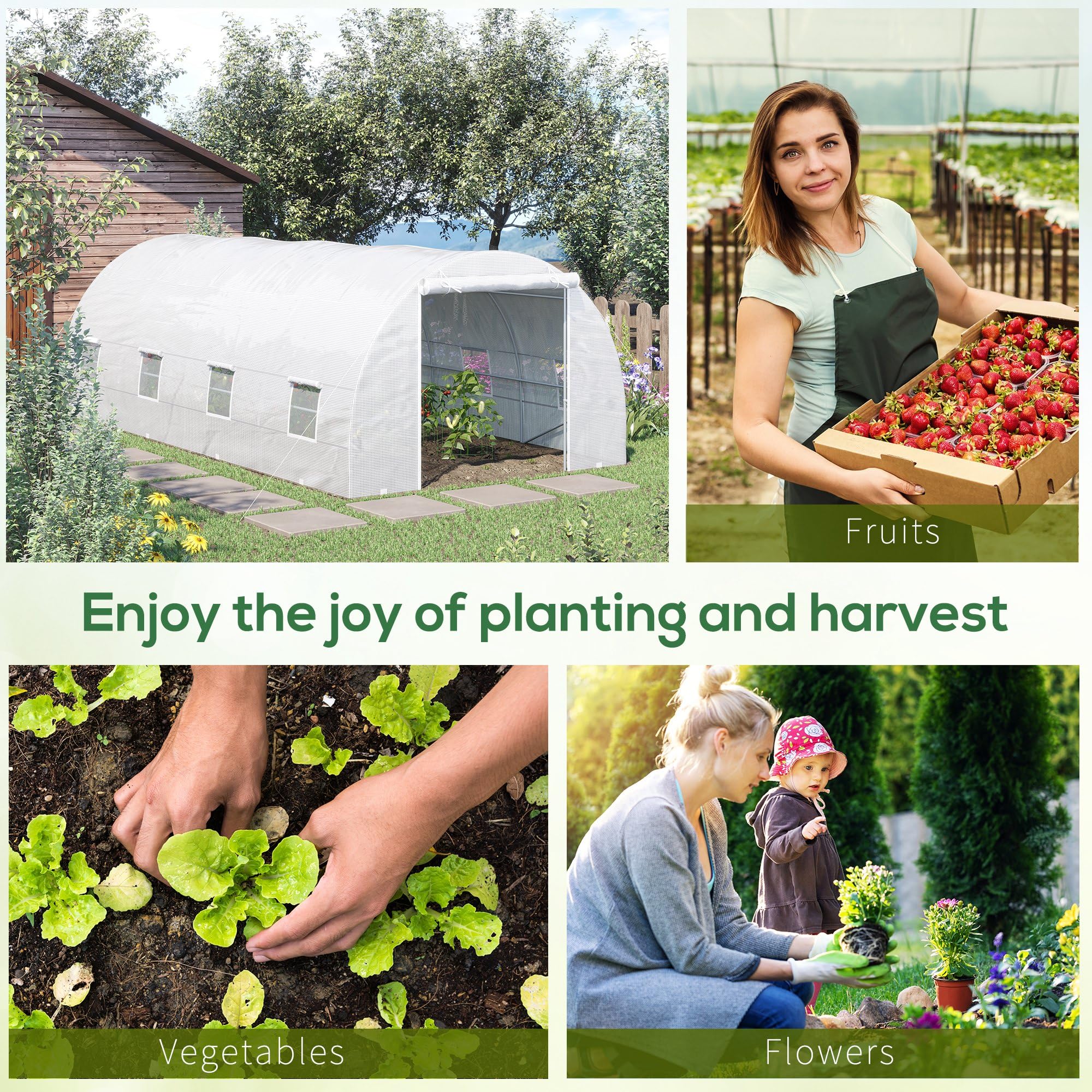 Outsunny 20' x 10' x 7' Walk-in Greenhouse with Zippered Door & 8 Mesh Windows - Large Galvanized Steel Frame Garden Greenhouse Kit for Vegetables, Flowers & Plants - Perfect for Backyard Gardening & Year-Round Plant Protection