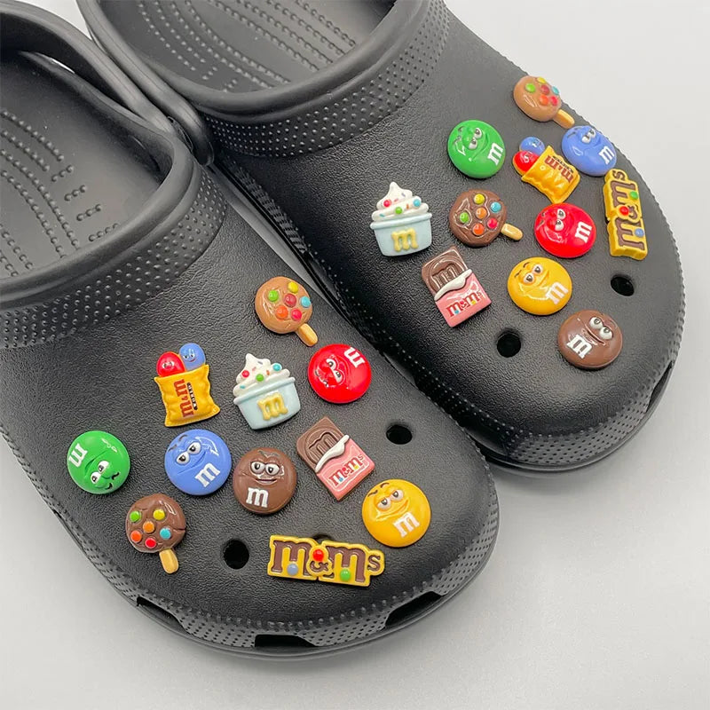 11Pcs Funny Letter M Bean Garden Shoe Charms - Cute Candy Decor Pins for Kids Sandals & Slippers Accessories - Perfect for DIY Shoe Decor, Birthday Gifts and Summer Fashion