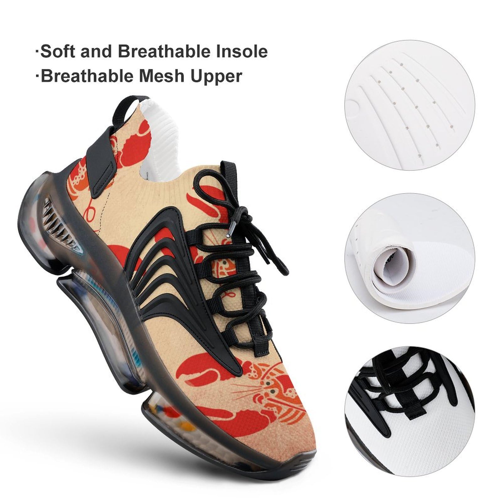 Red Lobster Men's Running Shoes - Lightweight Athletic Sneakers for Gym, Hiking & Outdoor Sports | Breathable Comfort Walking Shoes for Jogging, Workout & Daily Wear