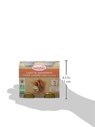 Organic Baby Food Pouches - Babybio Petits Pots Carrot Pumpkin Apple & Duck 2x200g (8+ Months) - Perfect for On-the-Go Feeding & Healthy Snacking