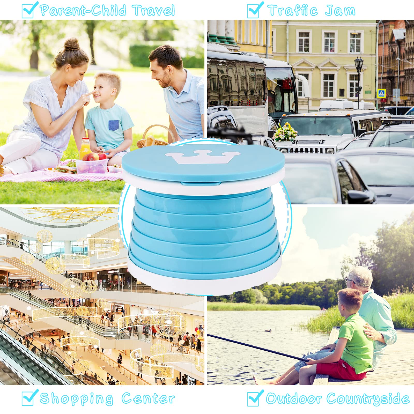 Portable Toddler Potty Seat - Foldable Training Toilet Chair for Kids | Indoor & Outdoor Use with Travel Storage Bag | Green | Perfect for Travel, Camping & Home Potty Training