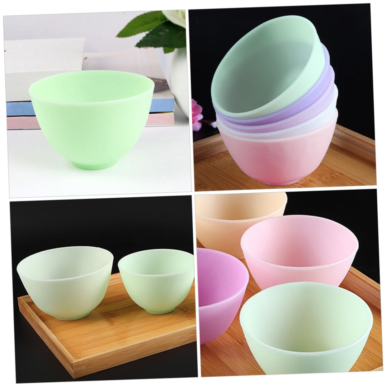 5-Piece Mask Mixing Tool Set - DIY Mask Holder Accessories for Salon, Face Mask Bowl, Cosmetics Mixing Bowl, Green Clay Mask Application - Perfect for Spa, Beauty Salon & At-Home Skincare Routines