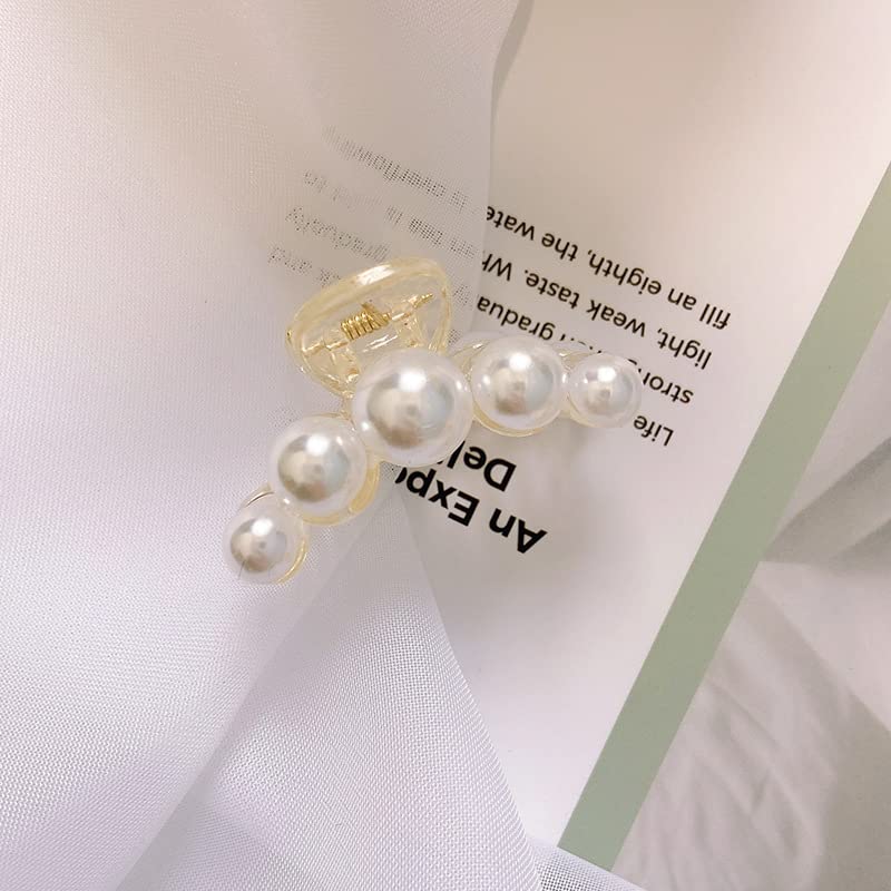 BellaStella Korean Stylish Pearl Hair Clips - Strong Hold Claw Clips for Women & Girls (Set of 2) - Perfect for Parties, Weddings & Everyday Hairstyles