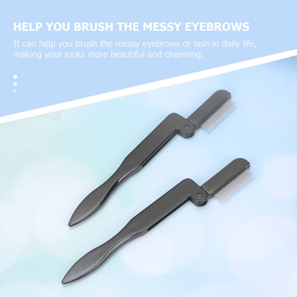 Beavorty 3-Piece Stainless Steel Eyelash & Eyebrow Comb Set - Foldable Brow Grooming Brush, Makeup Brush for Perfect Brows & Lashes - Ideal for Eyebrow Trimming, Shaping & Daily Makeup Routine