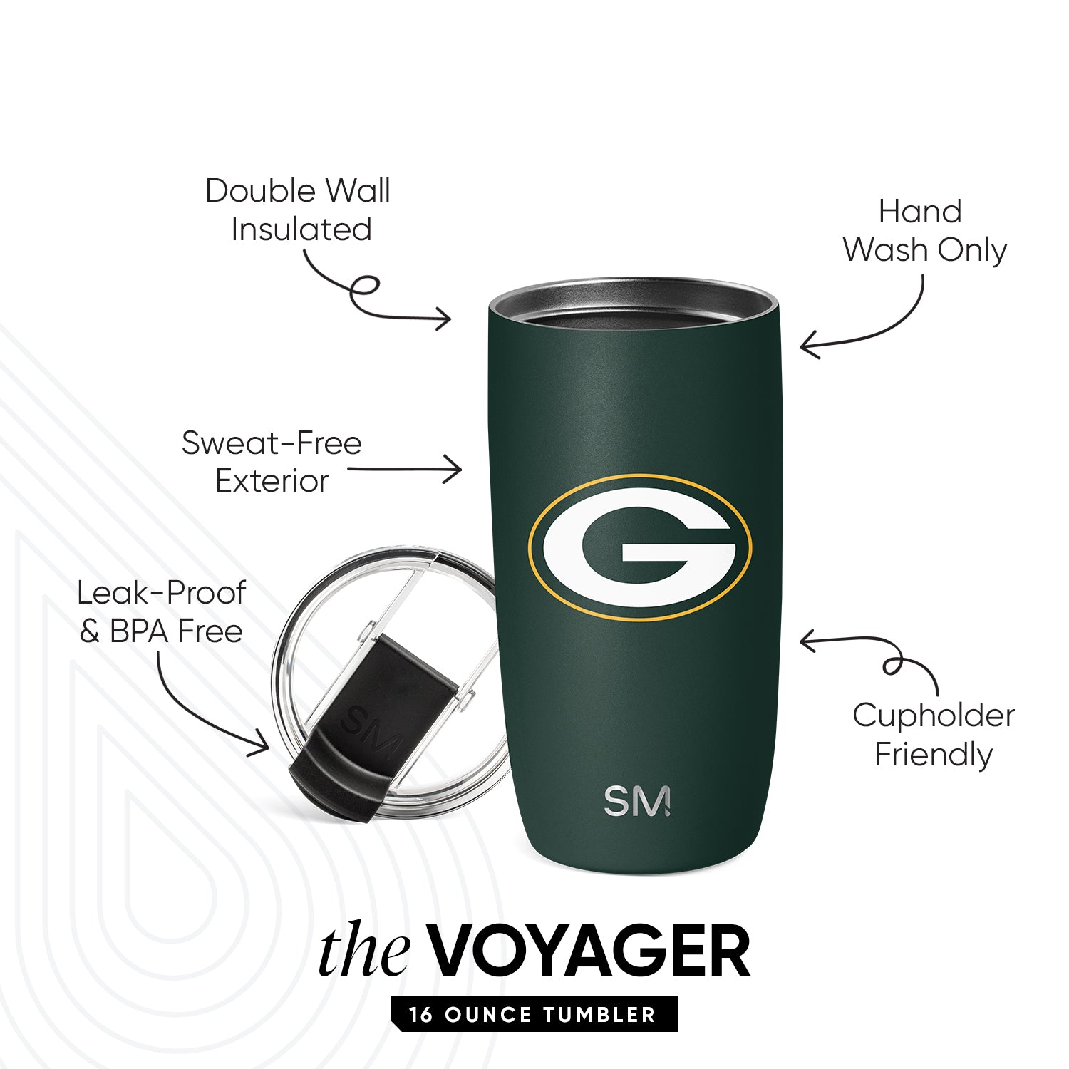 NFL Voyager Tumbler with Clear Flip Lid & Straw - 20oz Insulated Stainless Steel Travel Mug for Hot & Cold Drinks - Perfect for Football Games, Tailgating & Outdoor Activities