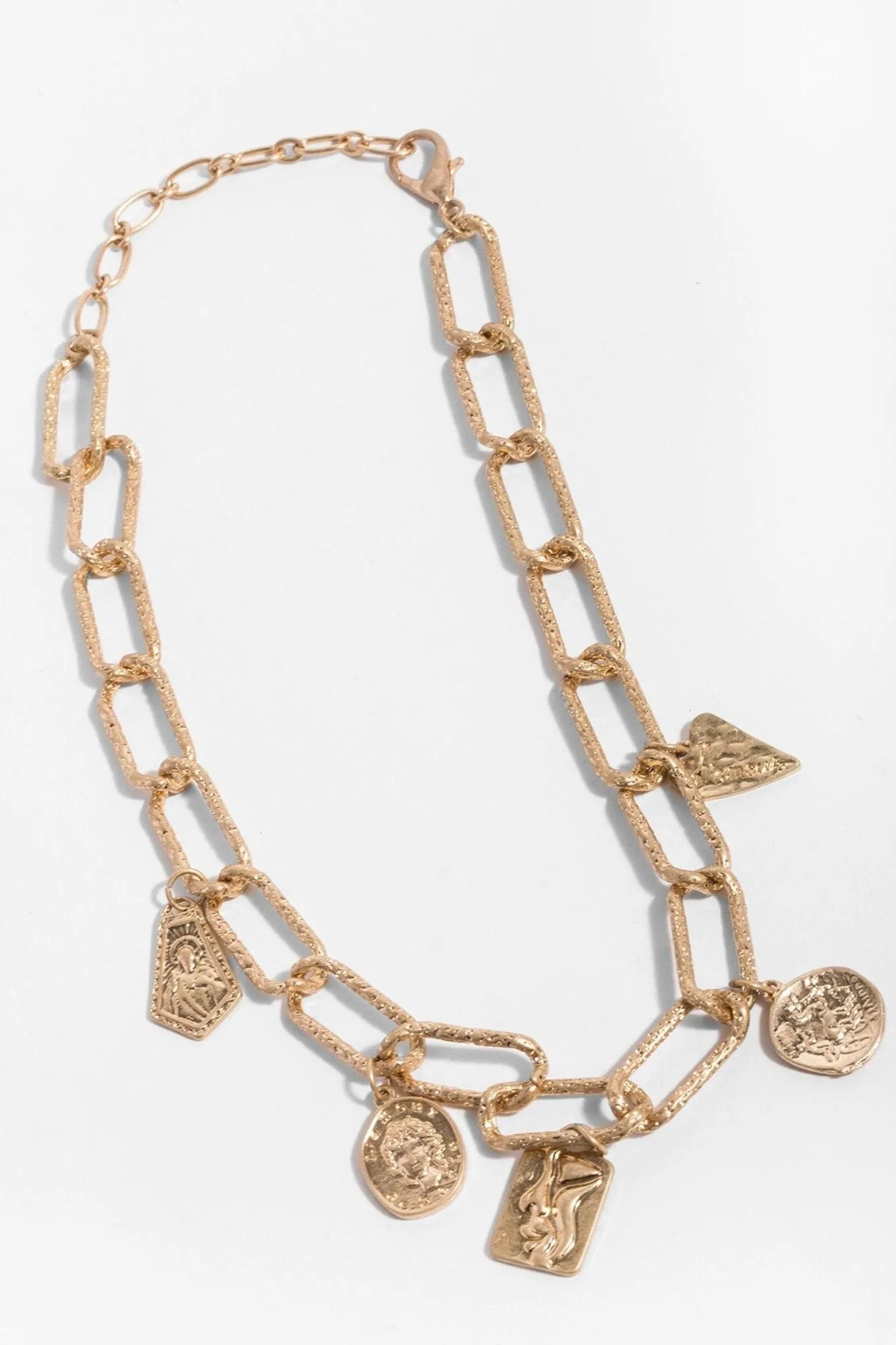 Hammered Charm Chain Necklace for Women - Dainty Gold Layered Necklace Jewelry Gift for Her - Perfect for Everyday Wear, Date Night & Special Occasions