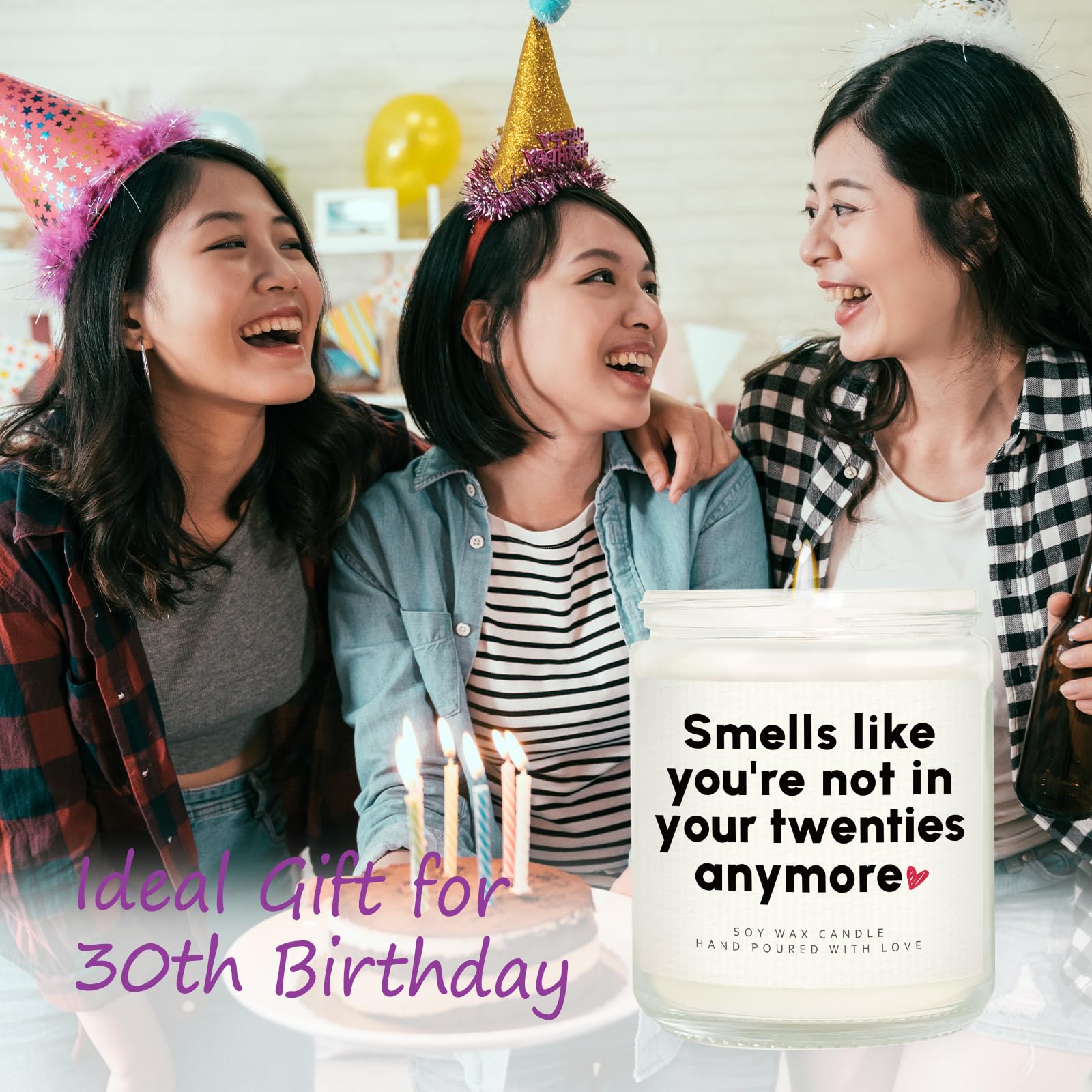 Handmade Lavender Scented Birthday Candle - 30th Birthday Gift for Women & Men, Wife, Husband, Sister, Brother, Friend - 7oz Soy Wax Candle - Perfect for 1995 Birth Year Celebrations, Home Decor & Relaxation