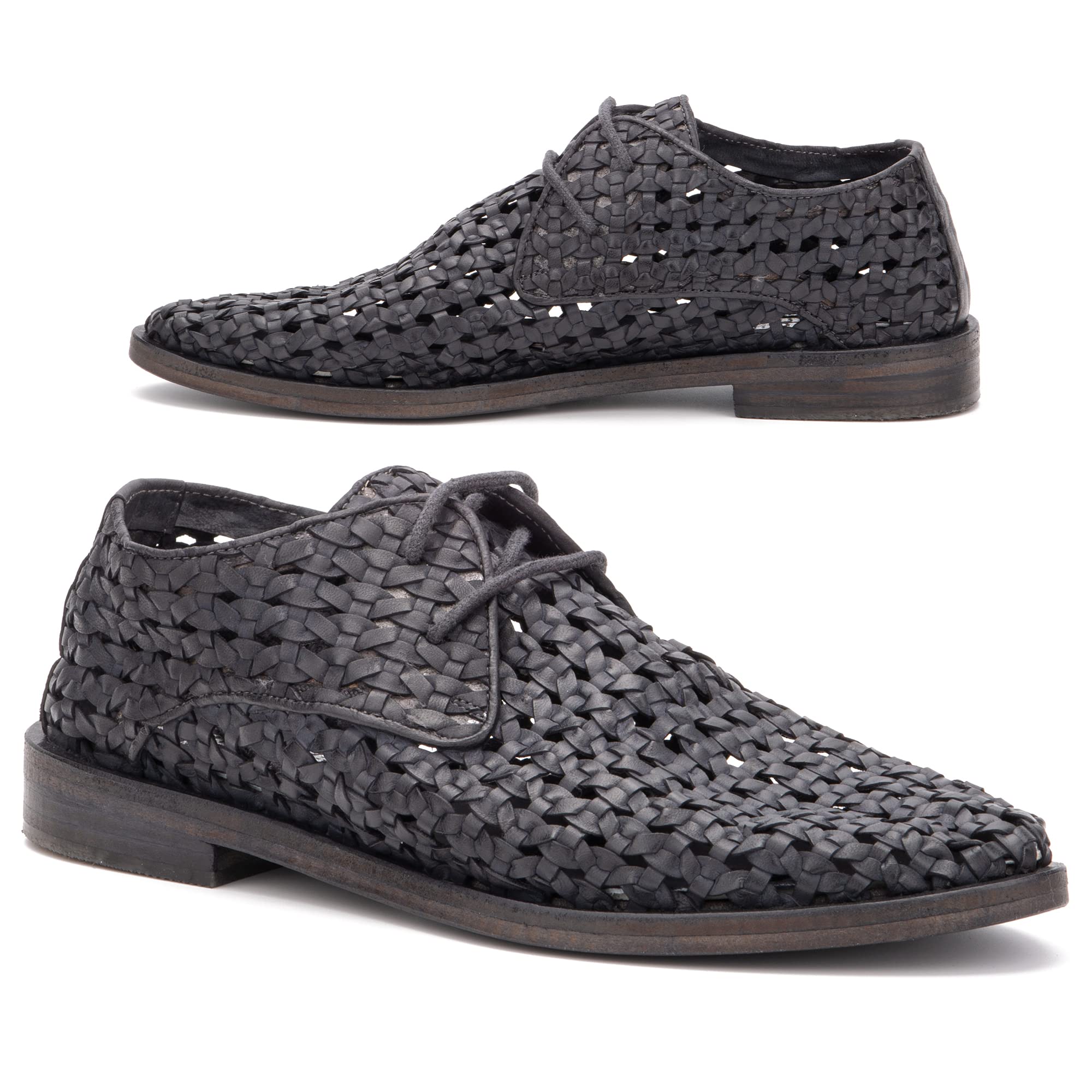 Vintage Foundry Co. Minstrel Women's Fashion Derby Woven Huarache Shoes - Casual Leather Outsole Round Toe Slip-Ons for Everyday Wear & Boho Outfits