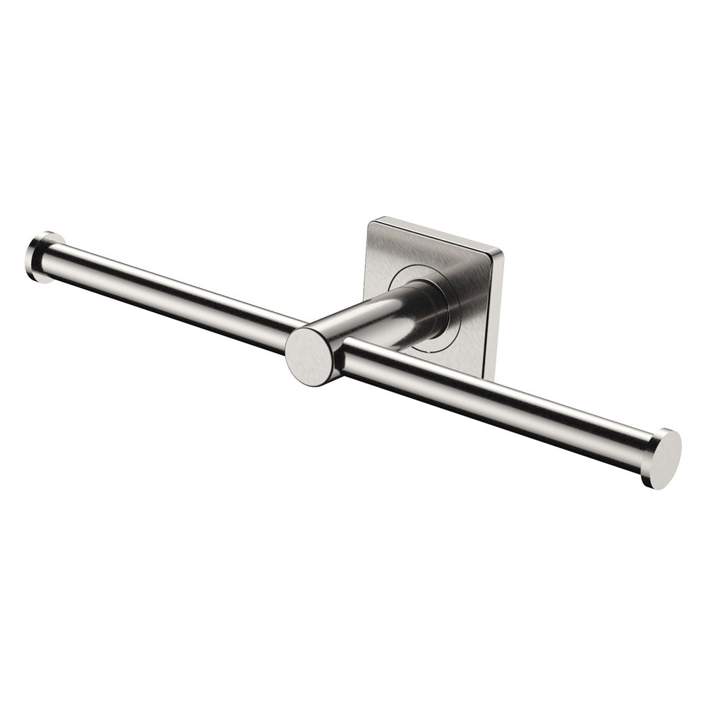 Fienza Sansa Double Roll Toilet Paper Holder 83209BN - Brushed Nickel Finish for Bathroom & Restroom Decor