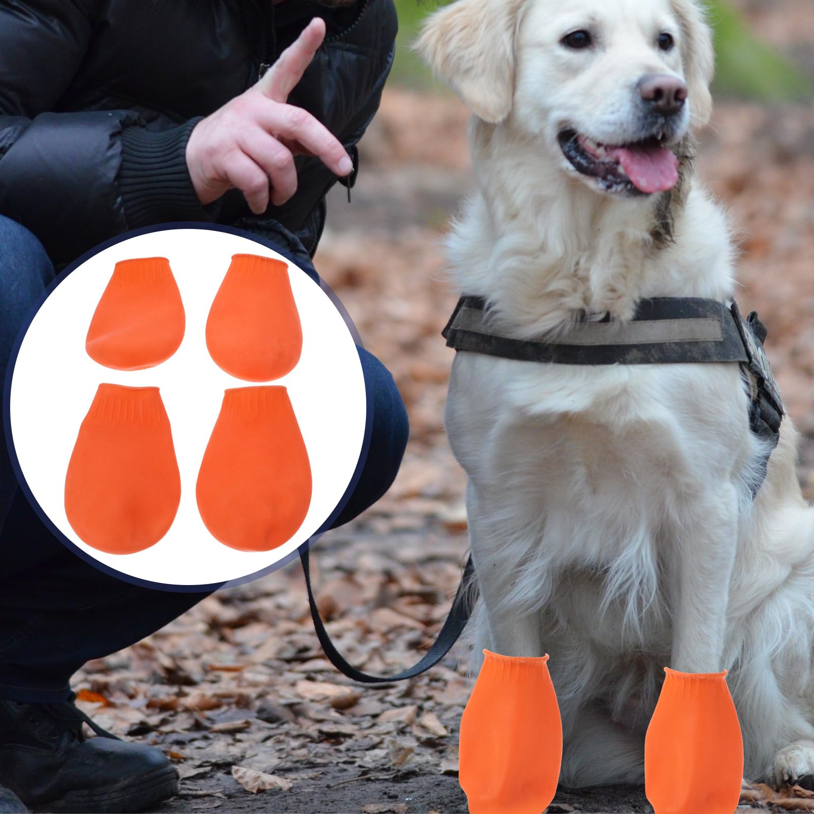 Hemobllo Waterproof Dog Boots for Small Dogs - 4Pcs Rubber Rain Shoes with Paw Protection for Pets (Orange, Size S) - Ideal for Rainy Days, Snow & Outdoor Adventures