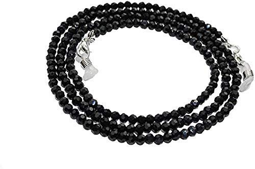 Manbhar Gems - Stylish Beaded Mask Chain with Crystal Glass Beads | Anti-Lost Mask Lanyard for Women & Men | Unisex Eyeglasses & Reading Glasses Holder | 74cm Adjustable Length (Black) | Perfect for Work, Travel & Daily Use