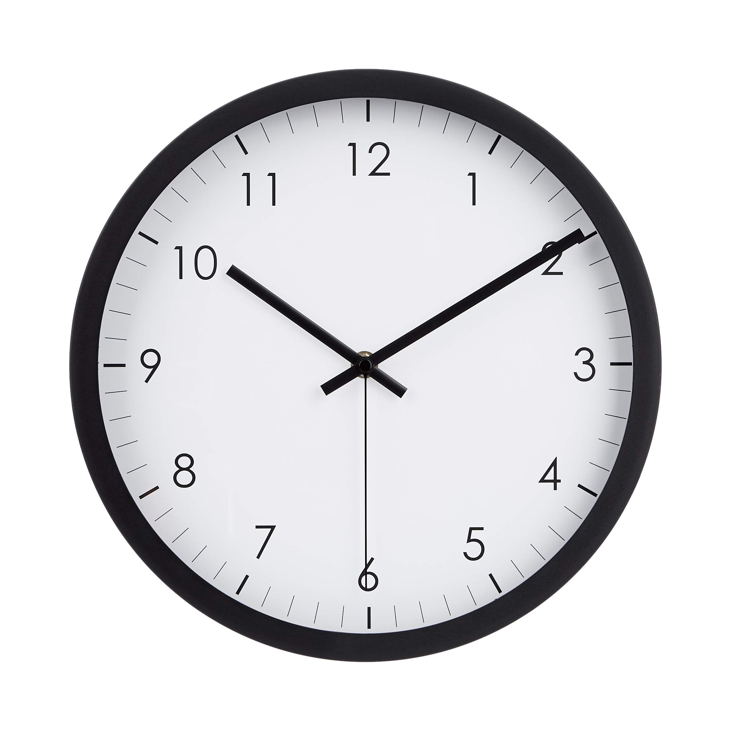 Amazon Basics 12 Inch Traditional Wall Clock - Silent Non-Ticking Battery Operated Analog Clock with Black Frame - Perfect for Home, Office, Kitchen, Classroom & Living Room Decor