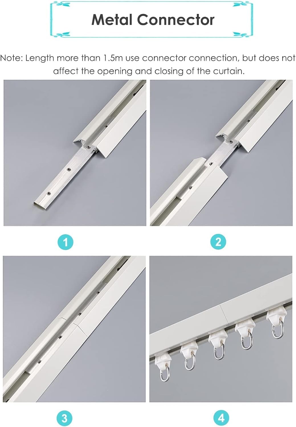 Black Aluminum Ceiling Mount Curtain Track Rail - 2.5m/8.2ft Room Divider for Privacy - Perfect for Balcony, Bay Window, Hotel & Office Use