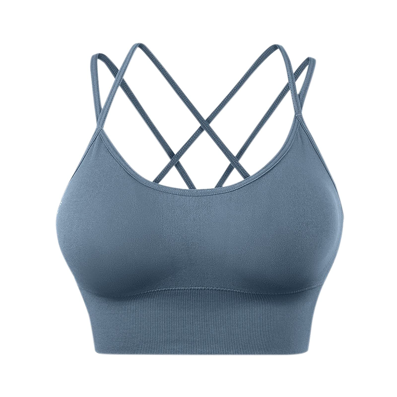 Aniywn Plus Size Women's Sports Bra - Cross Back Strappy Cropped Yoga Bra with Padded Push Up Support for Workout, Running & Gym