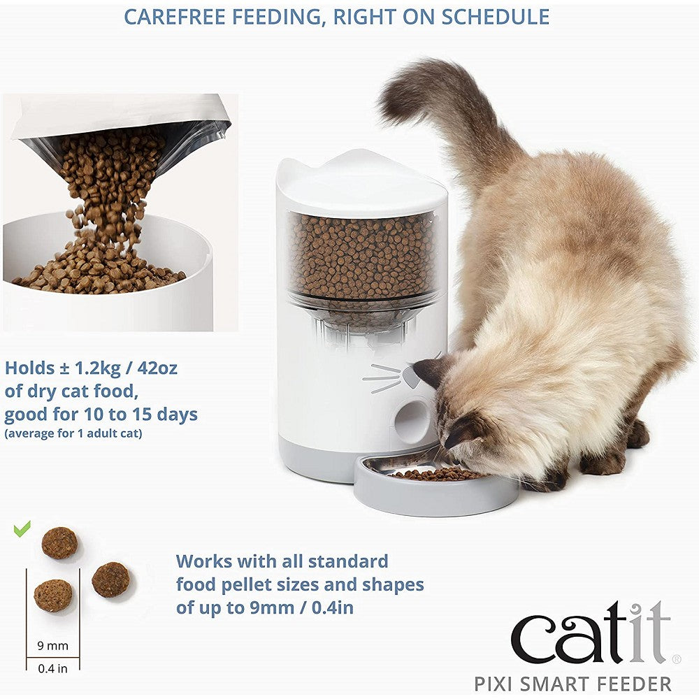 Pixi Smart Feeder - Automatic Pet Food Dispenser with Timer & Portion Control | Perfect for Cats & Dogs at Home or Travel | Keep Your Pet Fed While You're Away