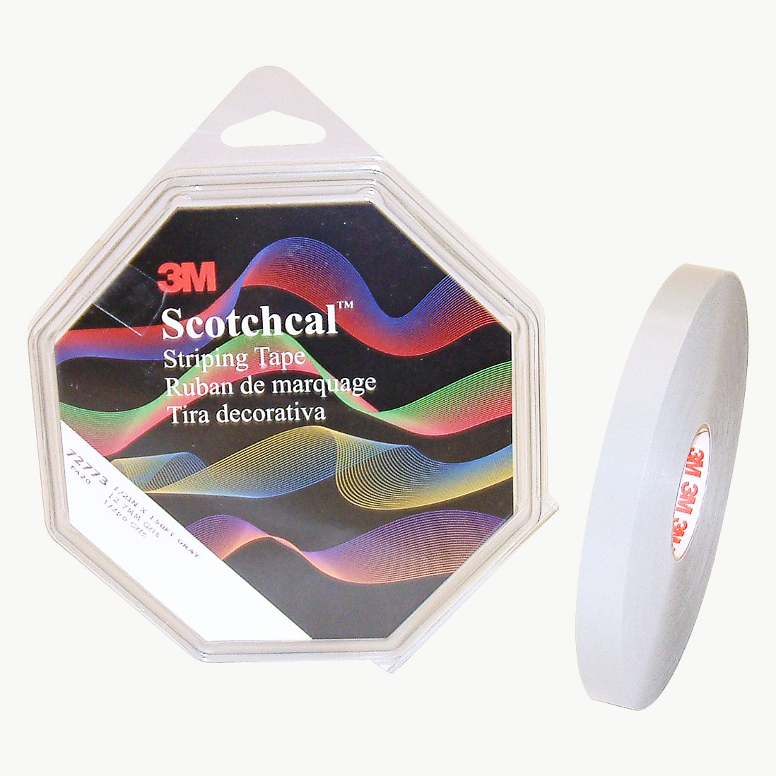 3M Scotchcal 72773 Gray Striping Automotive Tape - 1/2 Inch x 150 Feet - 2 Mil Thick - High Performance Adhesive for Car Pinstriping, Decals & DIY Projects - Perfect for Vehicle Customization, Road Marking & Home Decor