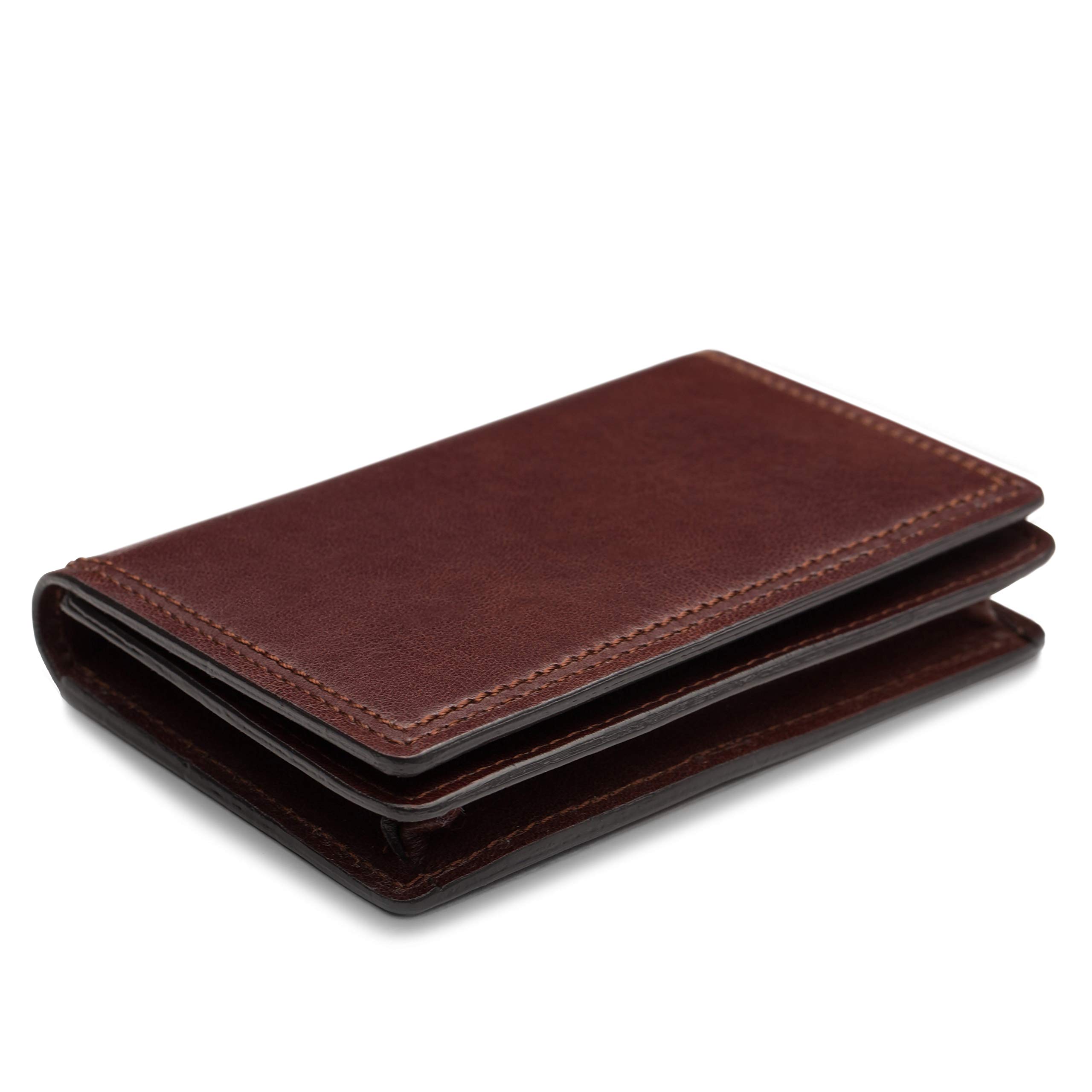 Bosca Men's Genuine Leather Wallet - Slim Bifold Card Holder with ID Window & 2 Pockets, Dark Brown - Perfect for Everyday Carry & Business Travel