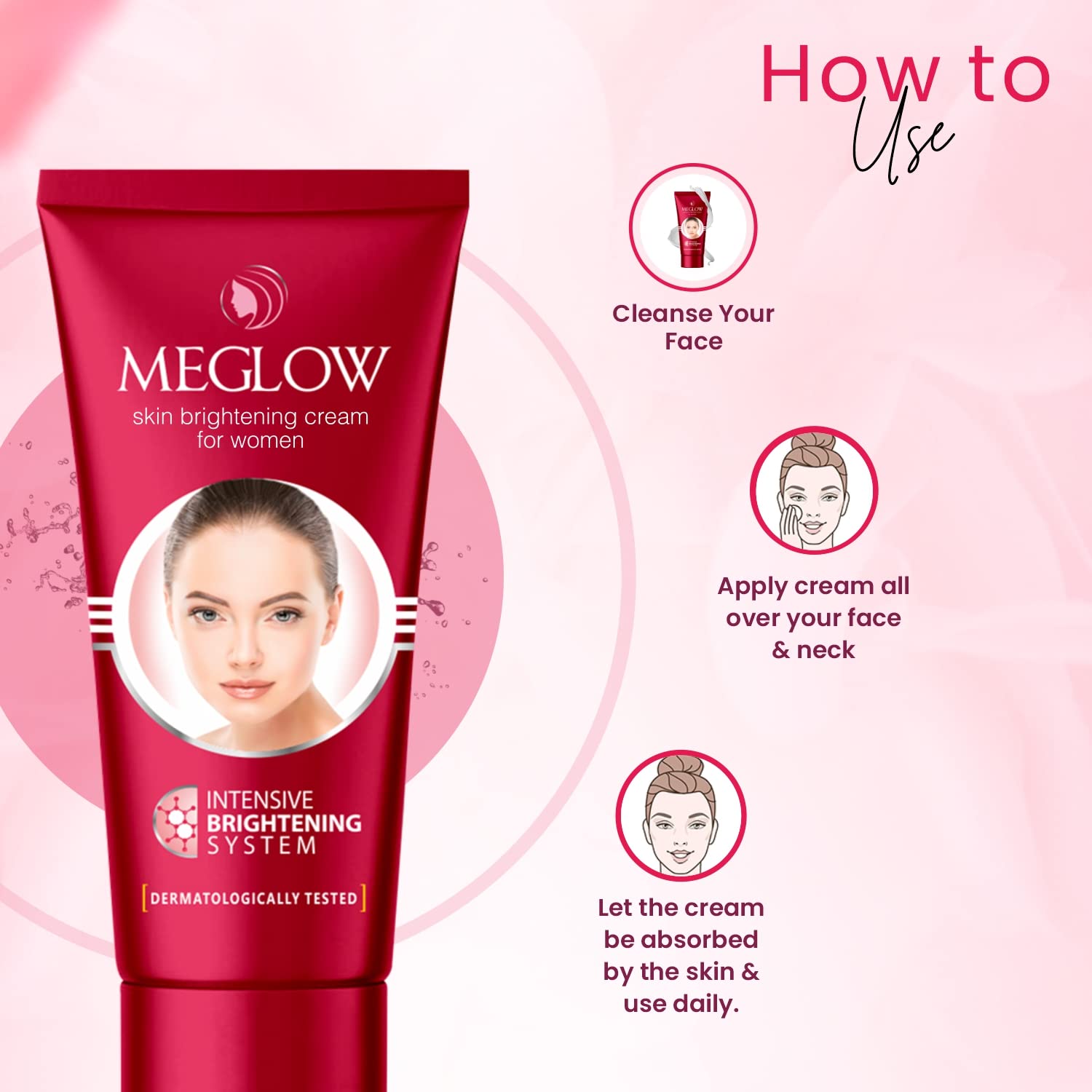 Meglow Premium Fairness Face Cream for Women - SPF 15, Pack of 2 (50g Each) | Paraben-Free with Aloe Vera, Cucumber Extracts & Vitamin E for Soft, Glowing Skin | Daily Moisturizer for Radiant Complexion | Perfect for Daytime Use & Sun Protection