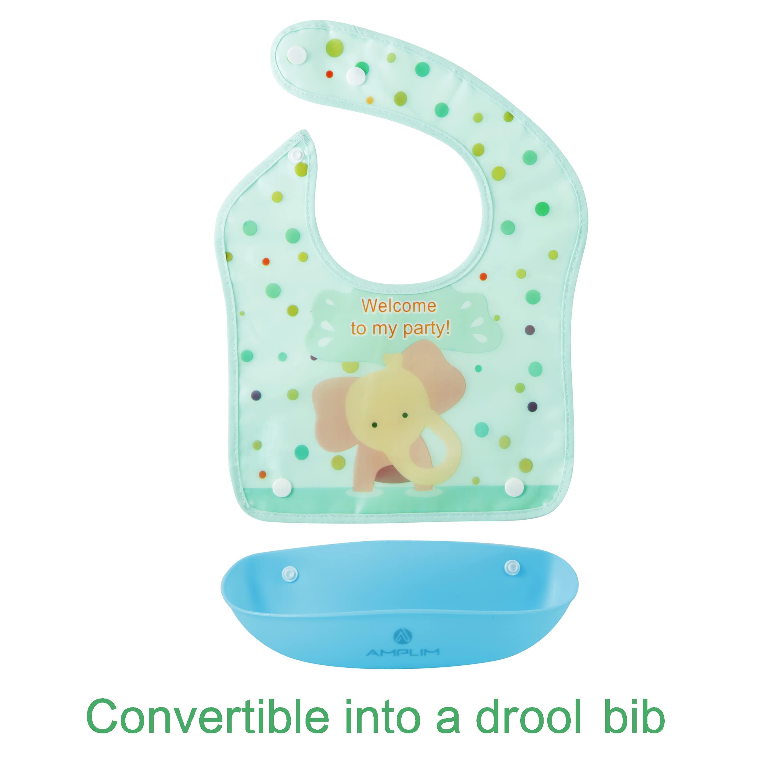**Amplim Baby Feeding Bibs (3-Pack) – Waterproof, Adjustable & Lightweight Toddler Bibs for Messy Eaters – BPA-Free, Eco-Friendly PEVA Material – Safe for Babies – Perfect for Mealtime, Travel & Daycare**