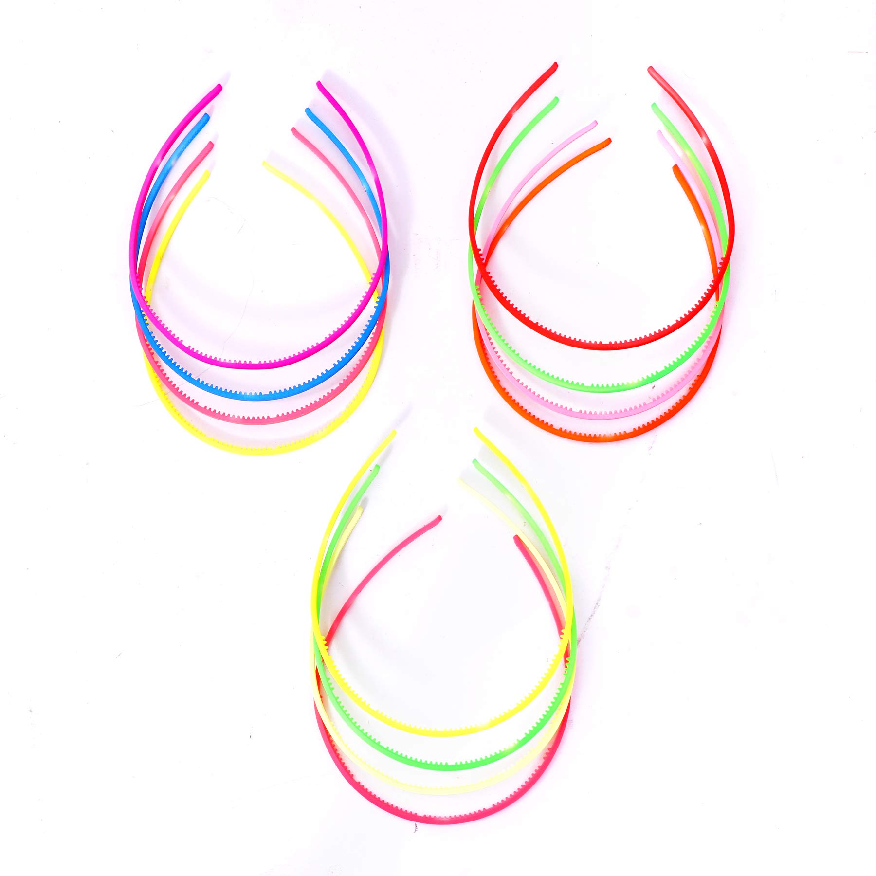 Navjai Fashion Plastic Elastic Hair Bands Set of 12 - Wavy Hair Comb, Multi-Color Headband, Teeth Comb Shine Hair Hoop for Women & Girls | Perfect for Styling, Workouts, and Everyday Use