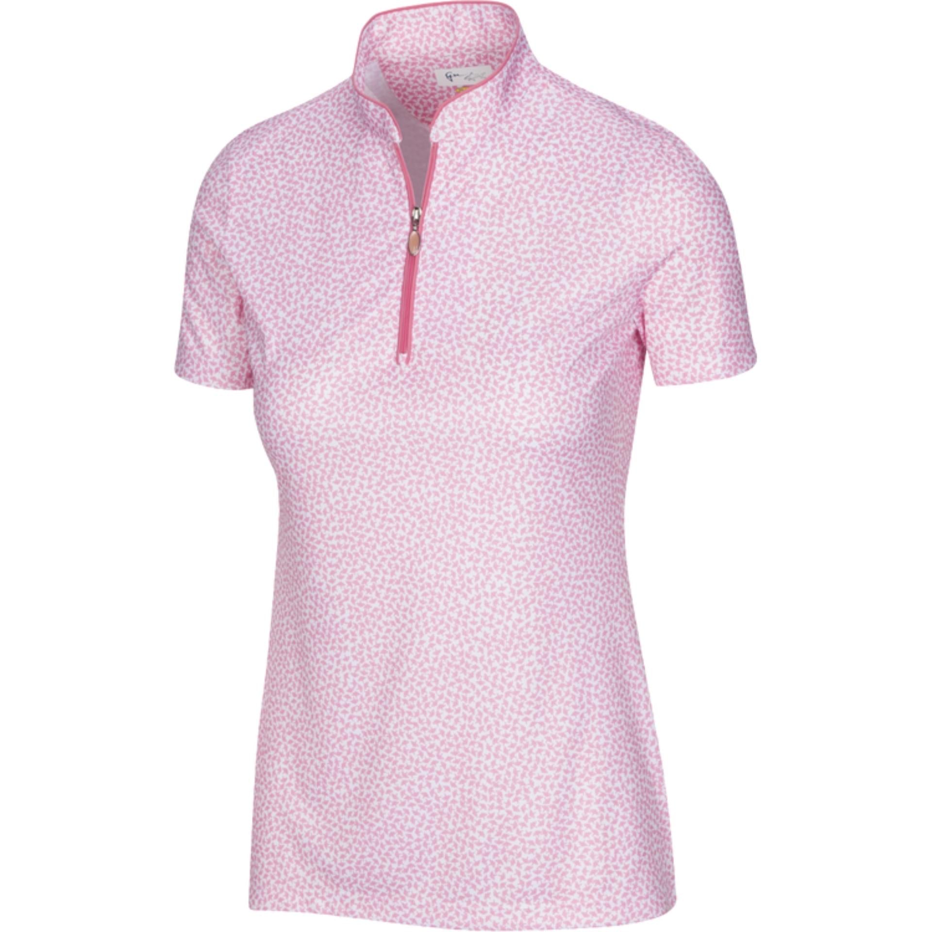 Greg Norman Women's ML75 Umbrella Print Zip Polo Shirt - Stylish Golf & Casual Wear for Women | Perfect for Golf Outings, Summer Parties & Outdoor Activities