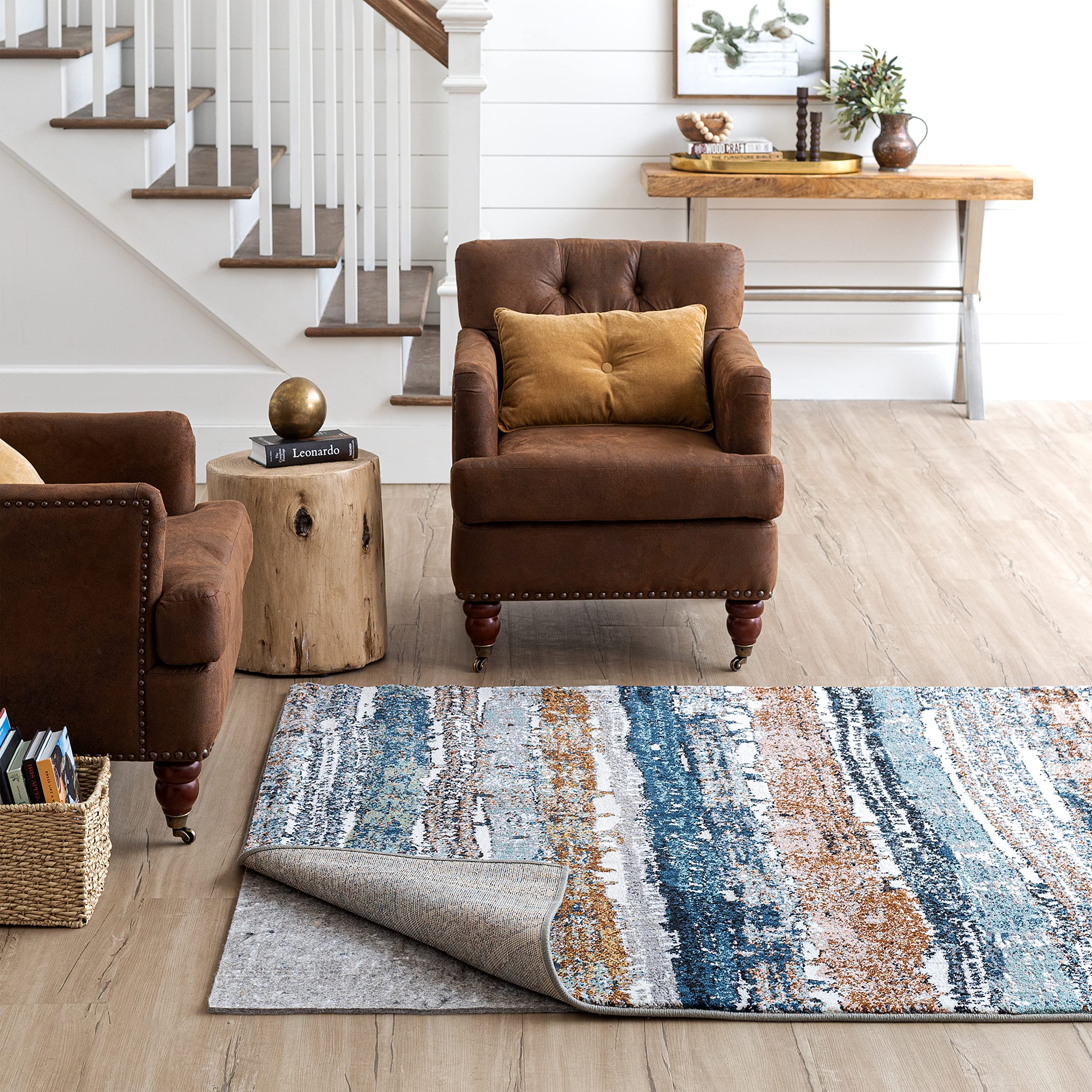 Mohawk Home 5' x 7' 3/8 Inch Rug Pad - 100% Felt Non-Slip Cushion for Hardwood Floors & Tile - Premium Floor Protection & Comfort Underfoot - Perfect for Living Room, Bedroom & Office Use