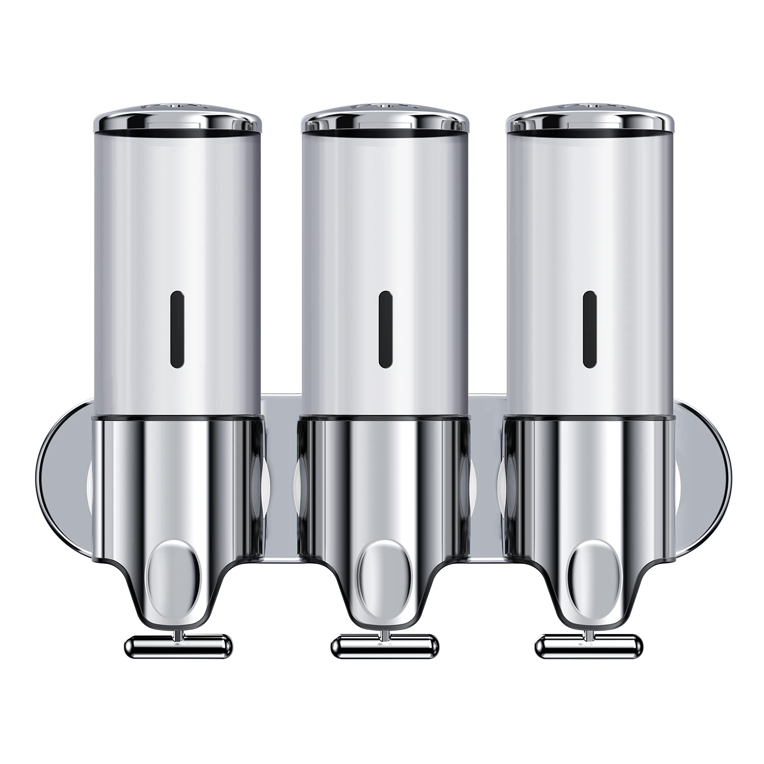 3 in 1 Wall Mounted Shower Pump Dispenser Organizer - Holds Shampoo, Conditioner, Soap & Shower Gel | Space Saving Bathroom & Kitchen Storage | Perfect for Home, Hotel & Spa (Gray)
