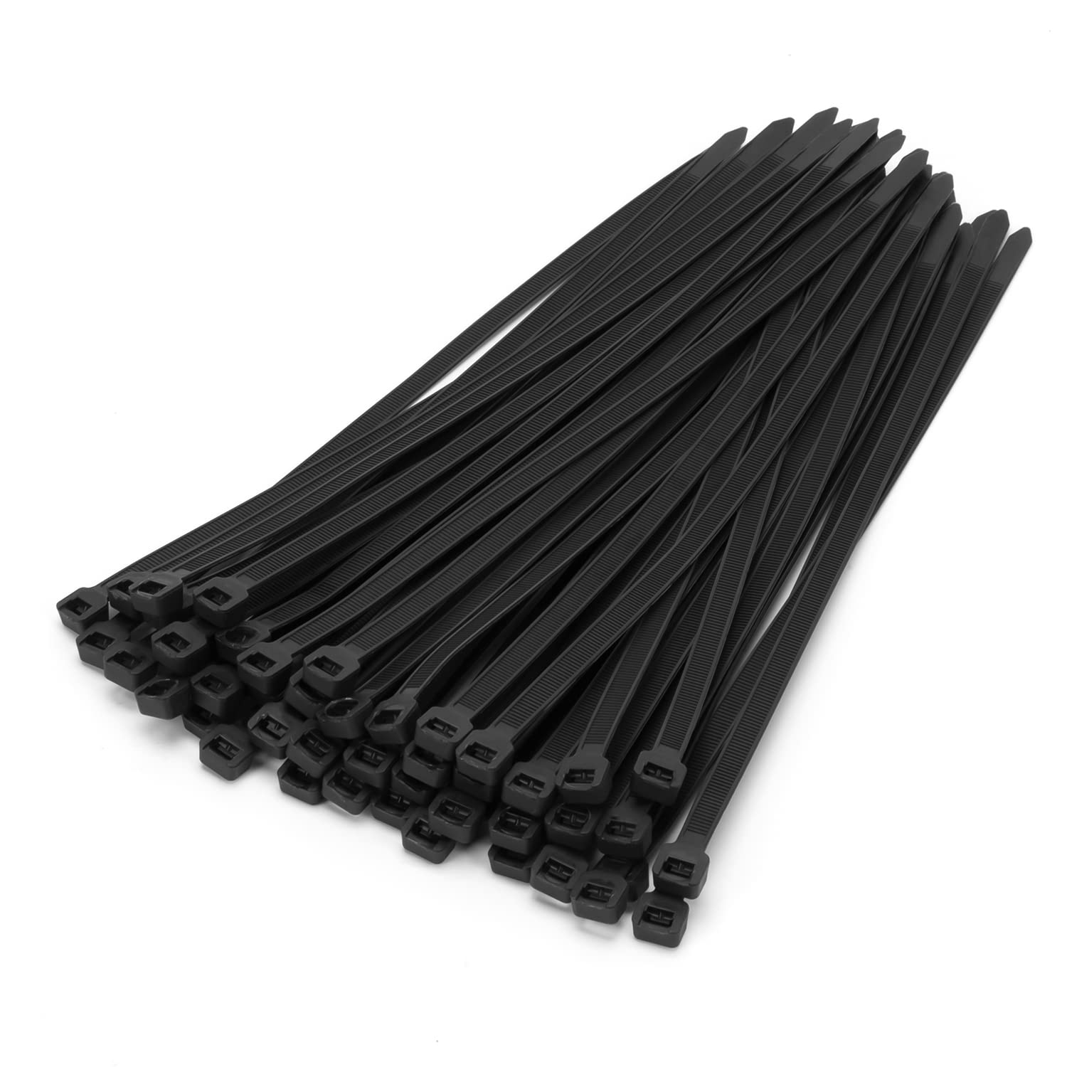 XINGO 100-Pack 8-Inch Heavy Duty Cable Zip Ties - 120 lbs Tensile Strength, Self-Locking Plastic Wire Ties for Indoor & Outdoor Use (Black) - Perfect for Organizing Cables, Bundling Wires, Securing Plants & DIY Projects