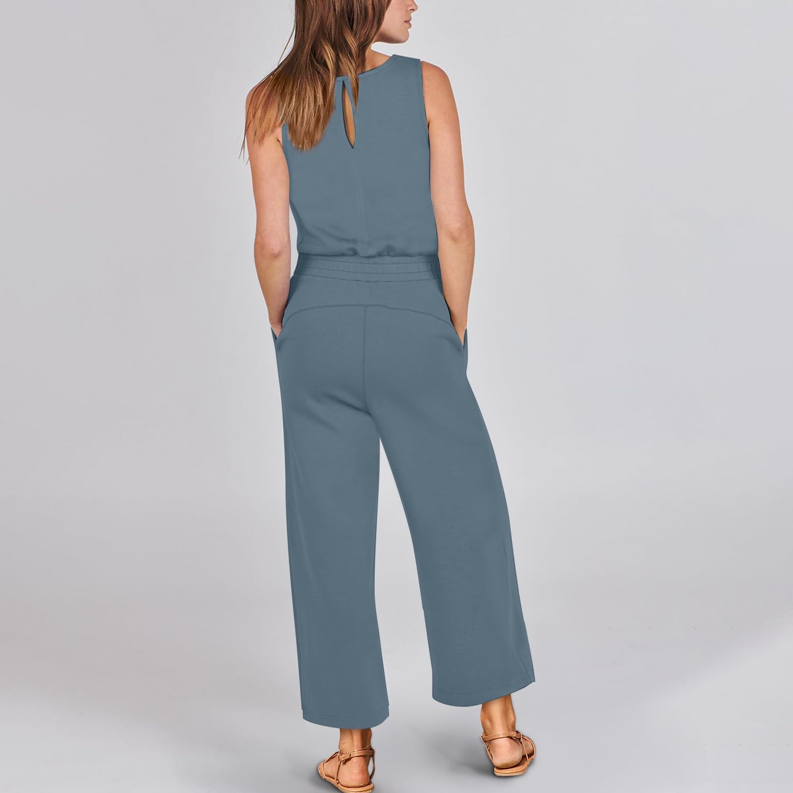 Trendy Y2K Women's Summer Outfits 2024 - Sleeveless T-Shirt Romper Jumpsuits, Casual Overalls, Tank Tops & Yoga Pants | Perfect for Travel, Casual Wear & Street Style (Ad-Blue, Medium)